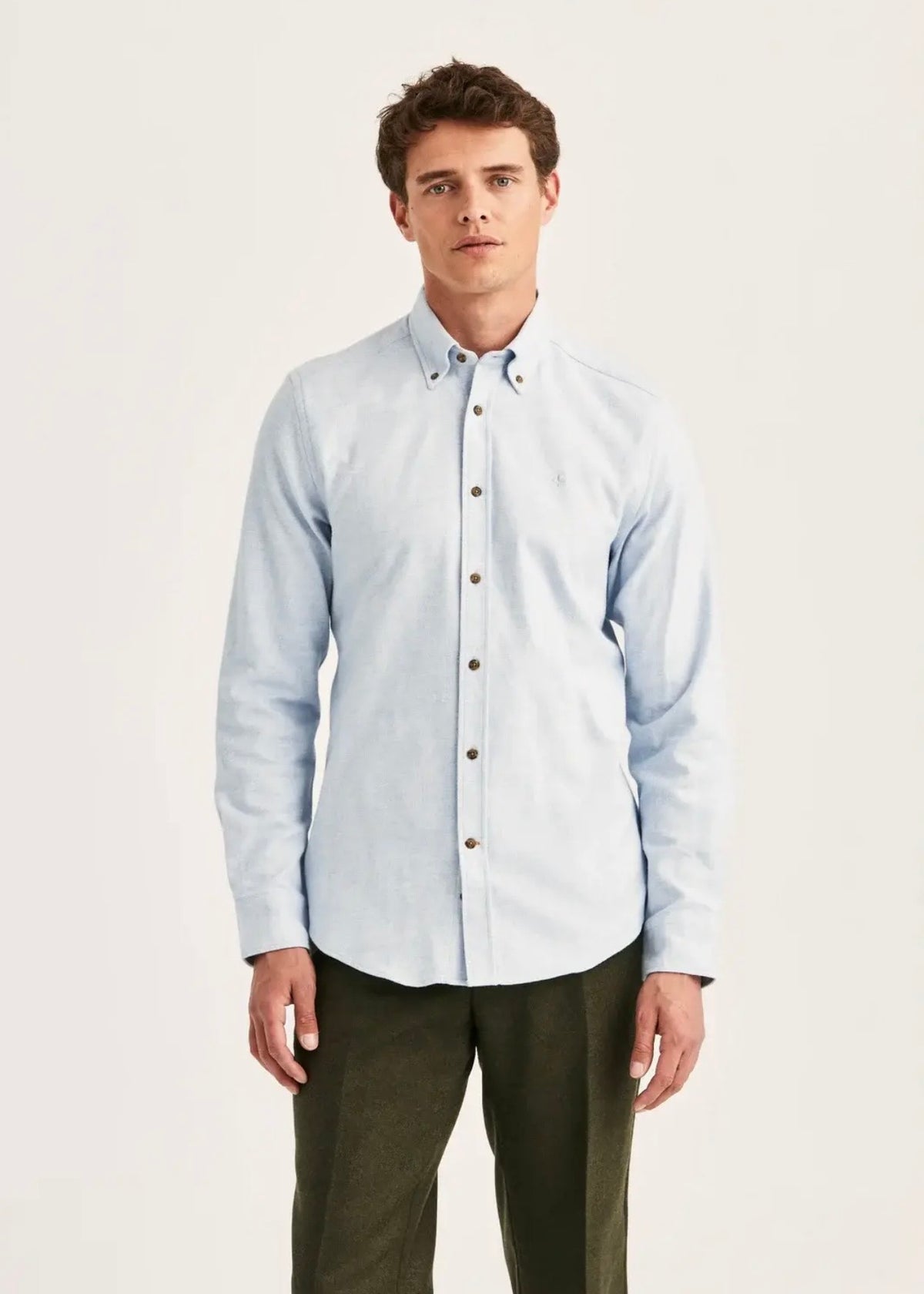 Flannel Herringbone Shirt Light Blue