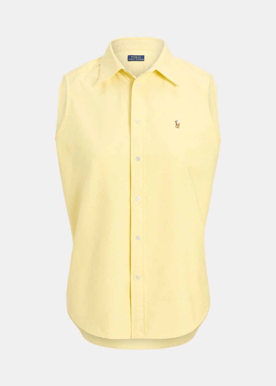 Cotton Oxford Sleeveless Shirt Yellow