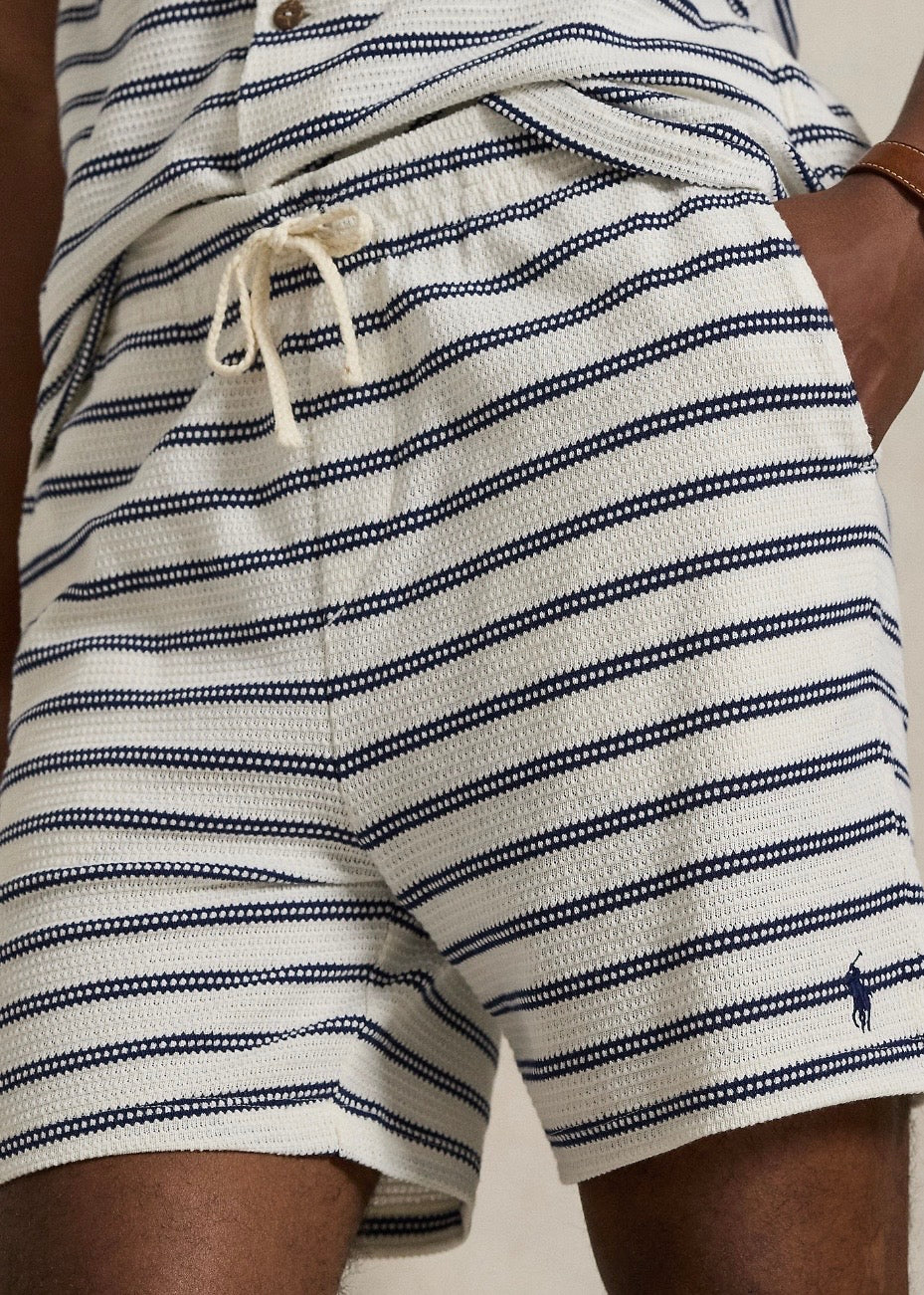Striped Ribbed Shorts Pale Cream