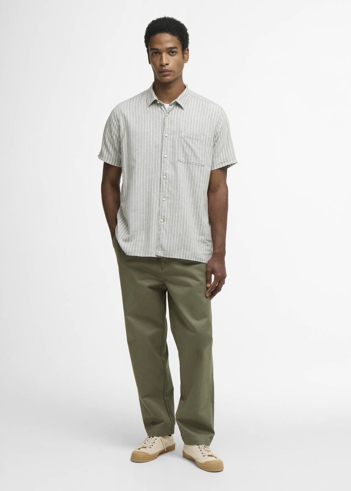Nelson Striped Shirt Bleached Olive