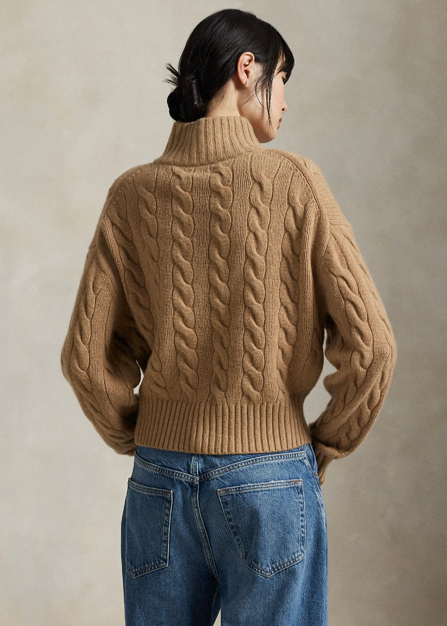 Cable Half zip Collection Camel Melange