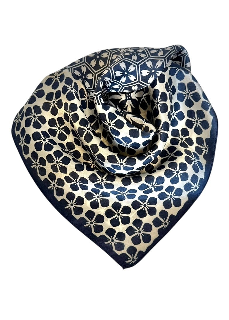 Silk Scarf Navy