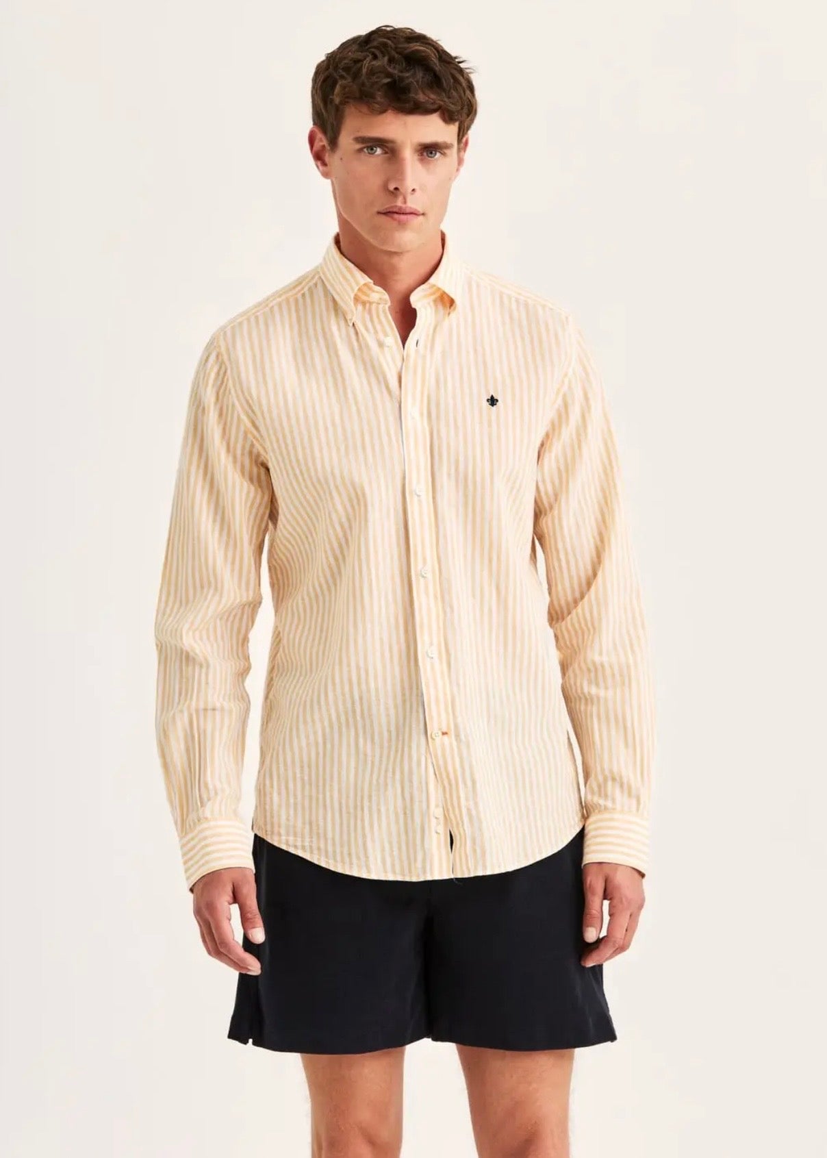 Douglas Linen Stripe Shirt Orange