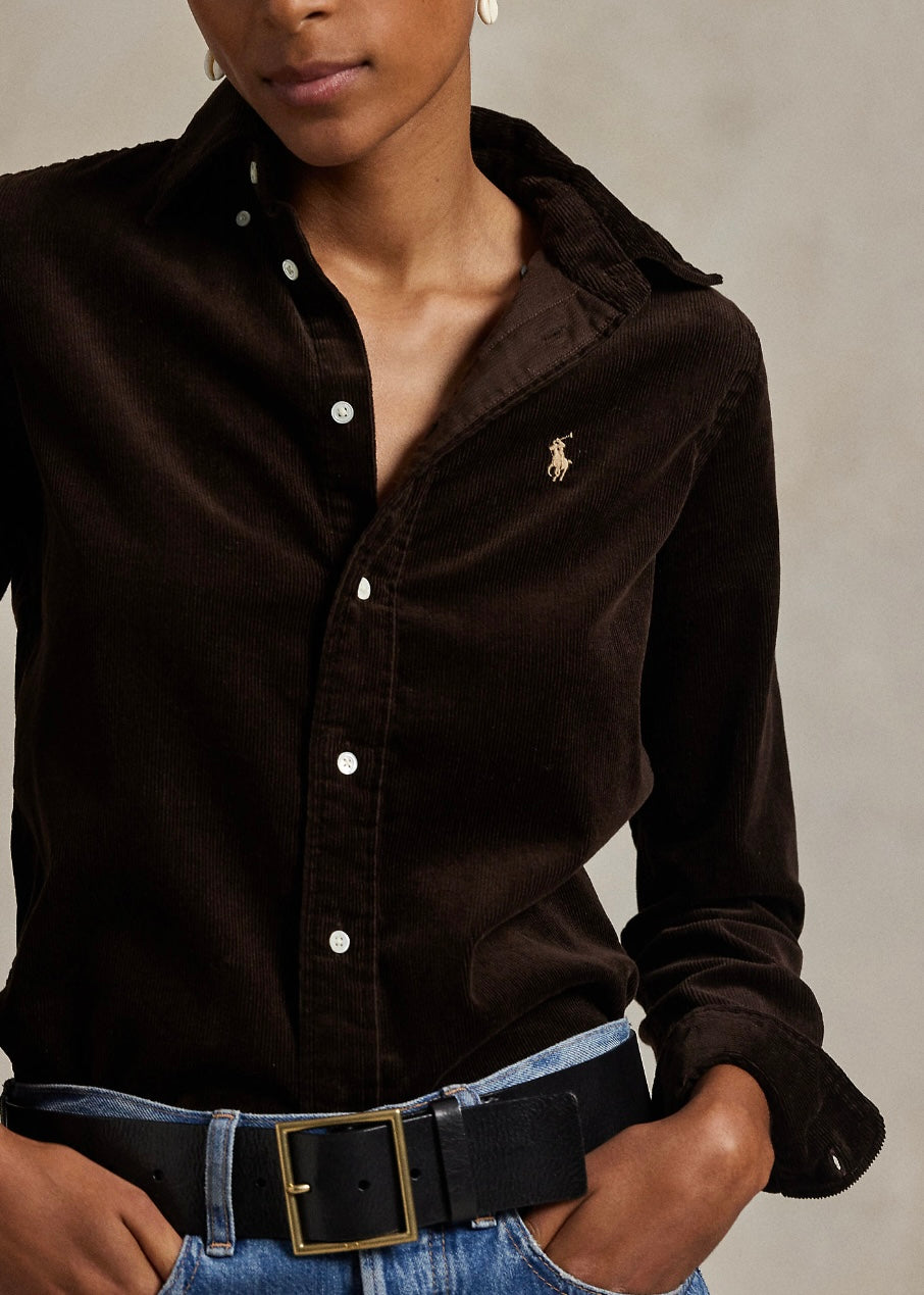 Stertch Slim Fit Corduroy shirt Dark Bleech