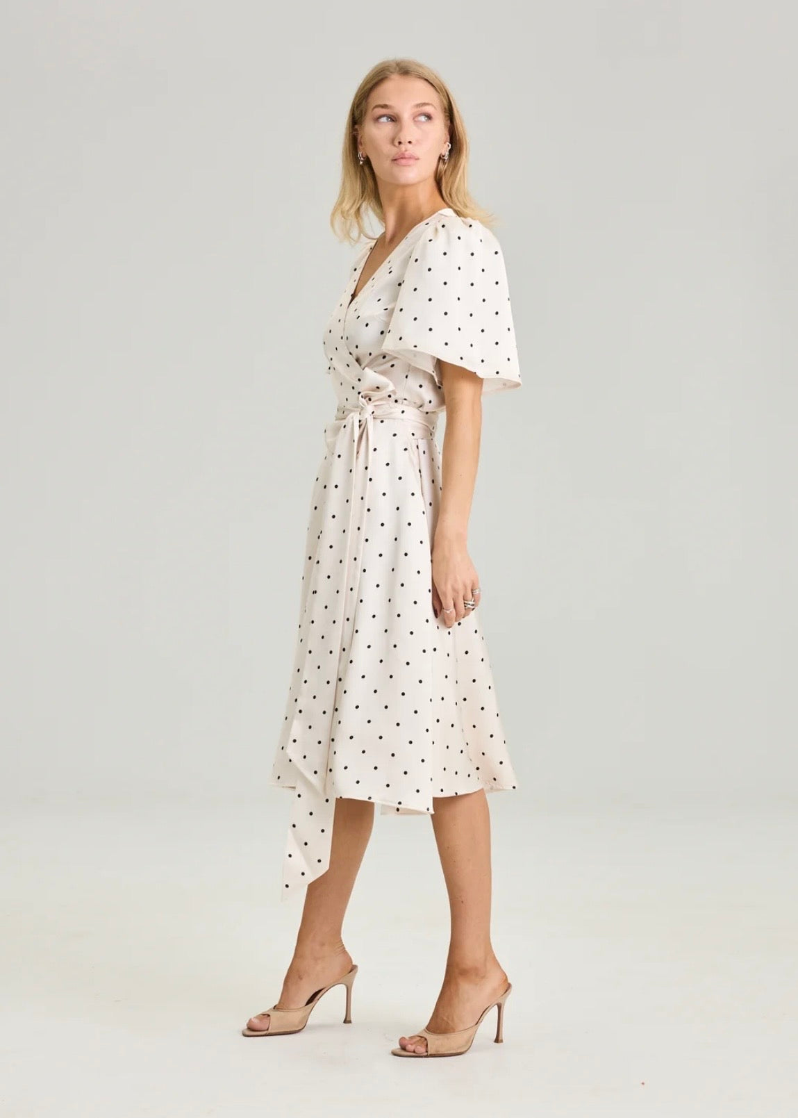 Florence Wrap Dress Ivory Dot