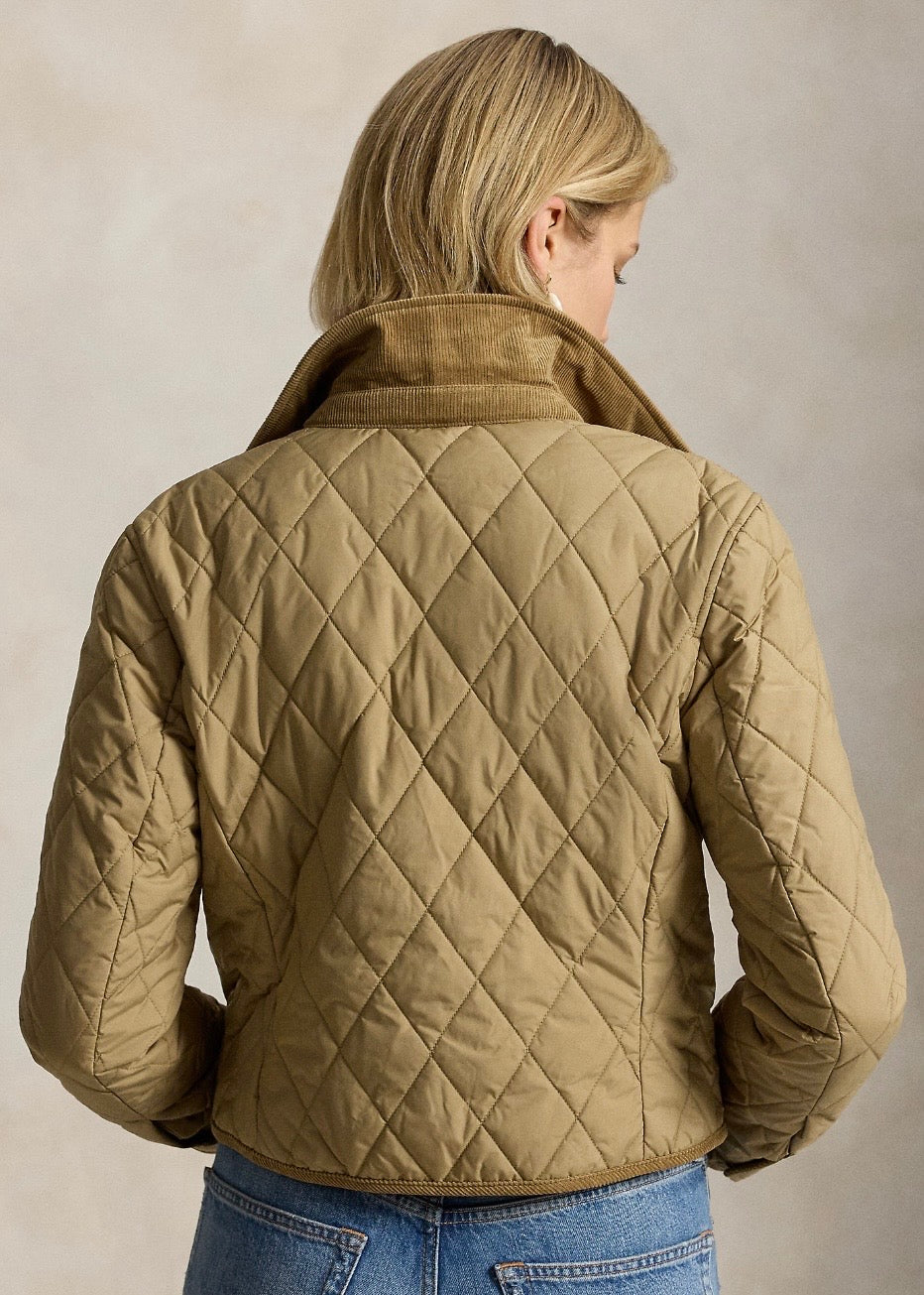 Double Breasted Quilted Jacket Desert Khaki