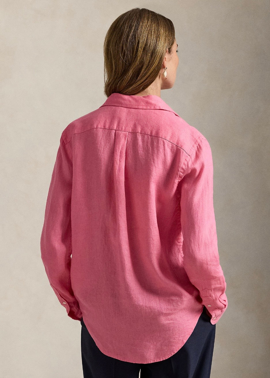 Classic Fit Linen Shirt Pink