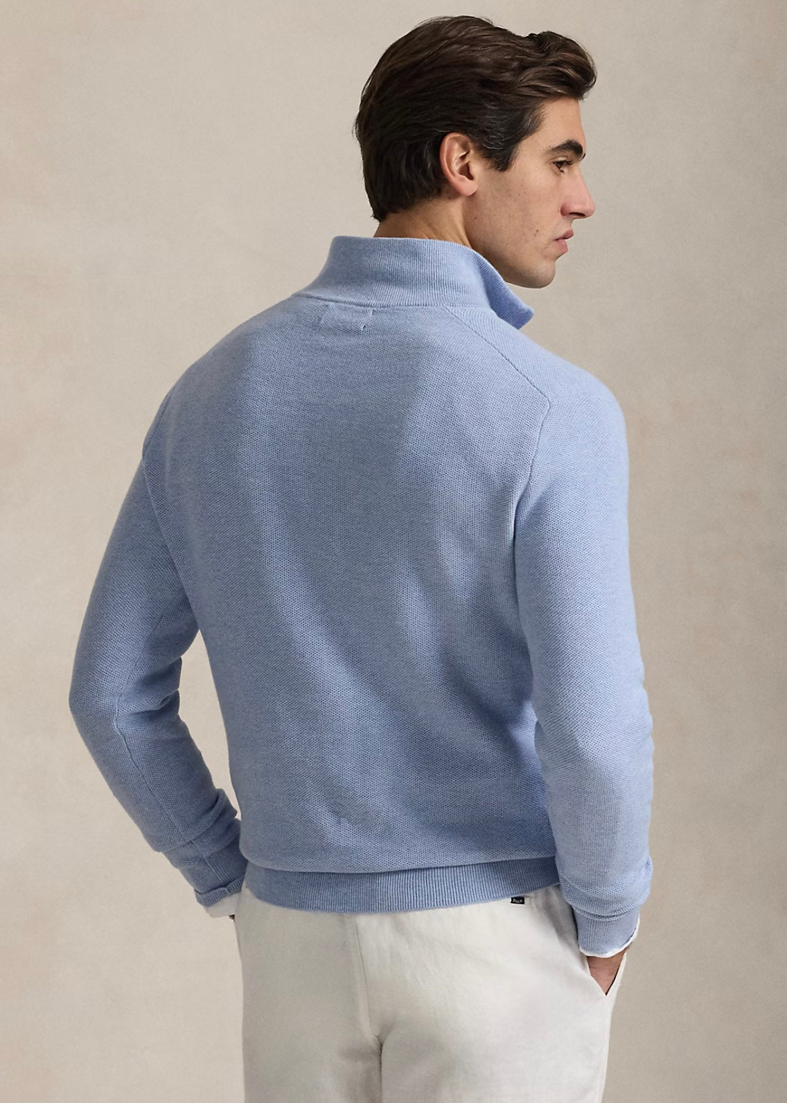 Mesh Knit Quarter Zip Blue Hyacinth
