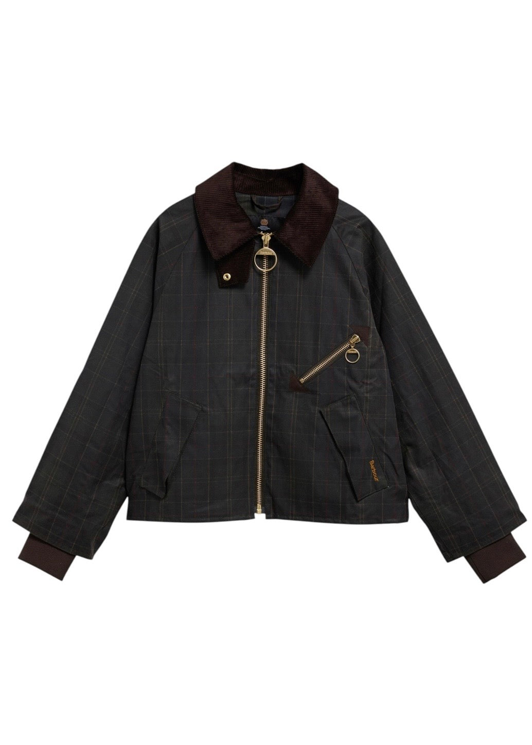 Arlene Checked Wax Jacket Olive