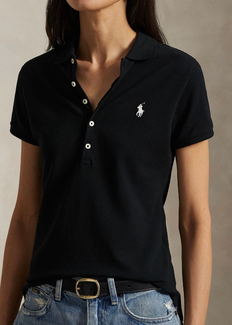Slim Fit Stretch Polo Shirt Black