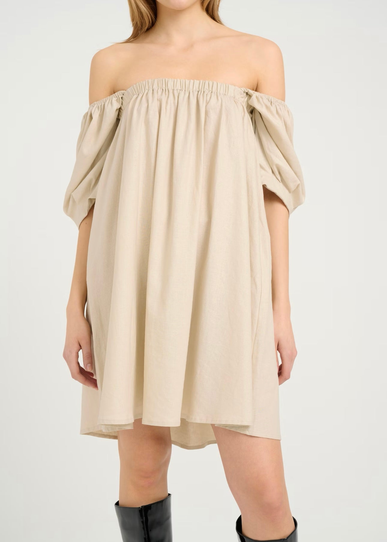 Gestuz Elarah Linen Short dress - Anicient Scroll