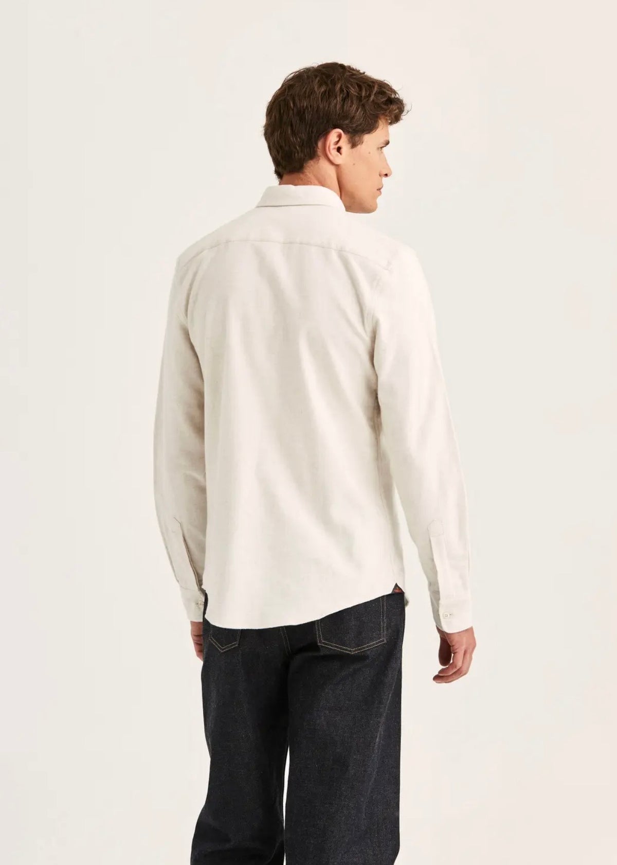 Flannel Herringbone Shirt Off White