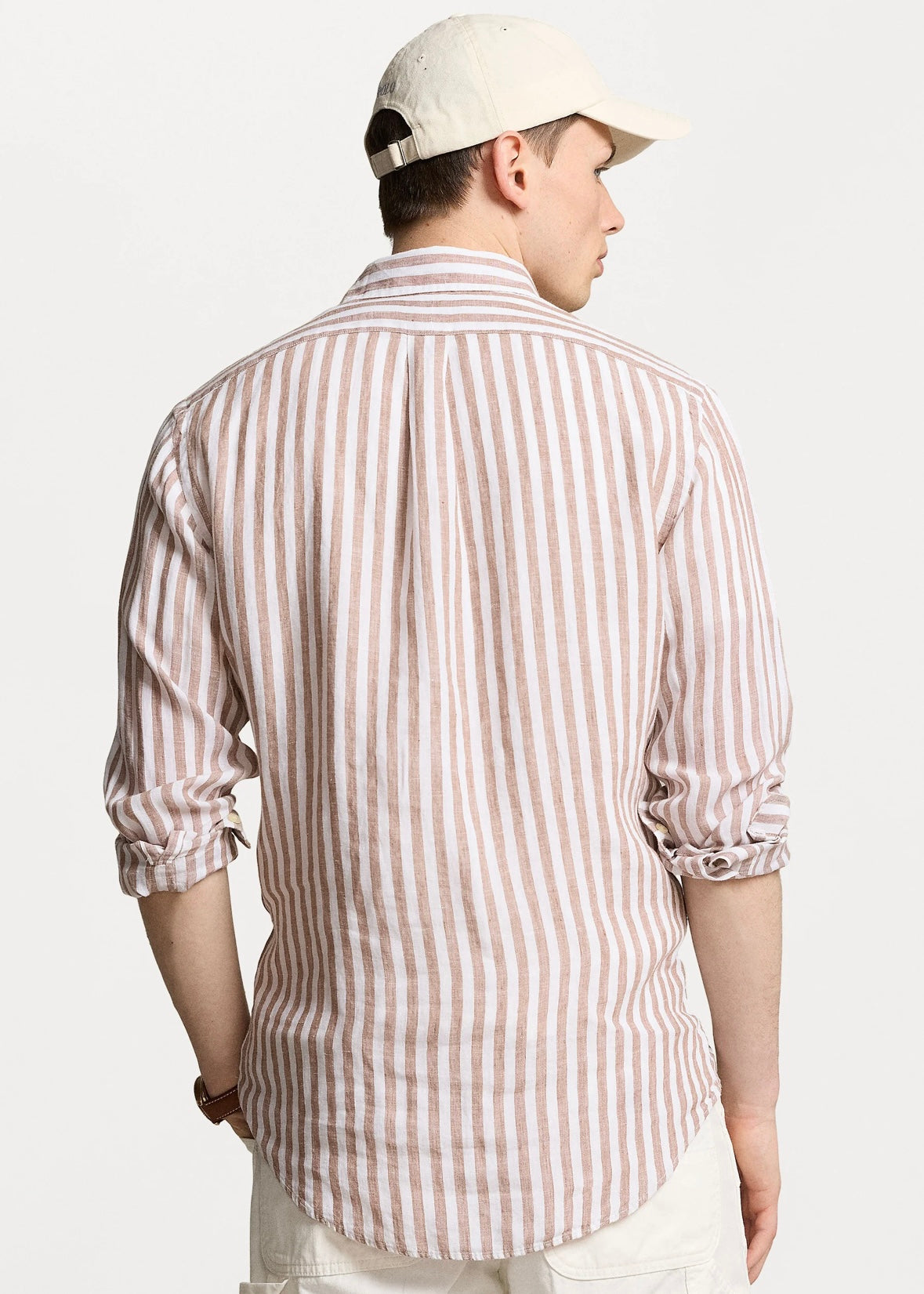 Polo Ralph Lauren Linen shirt custom fit - Khaki/White Stripe