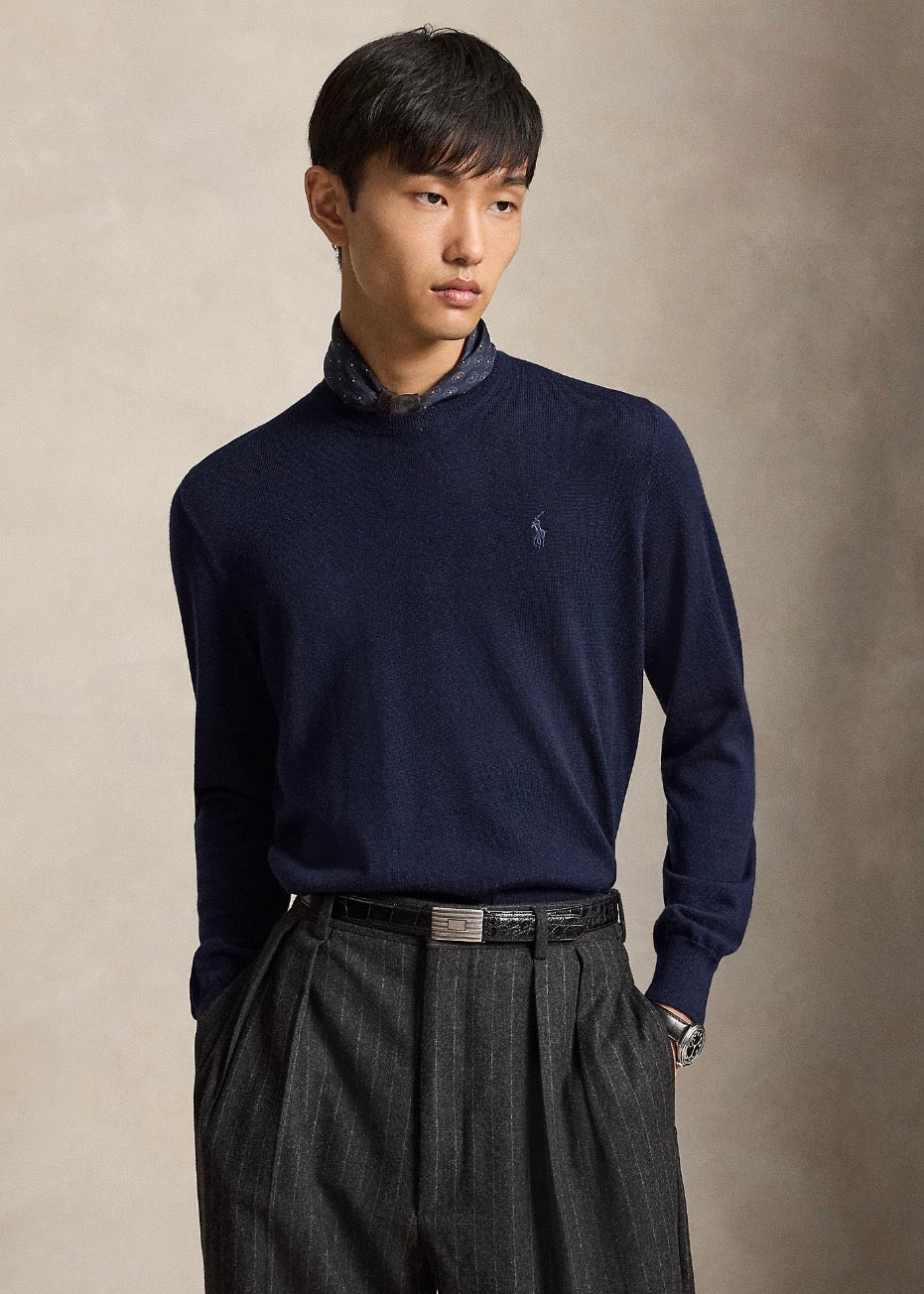 Wool Crewneck Sweater Navy