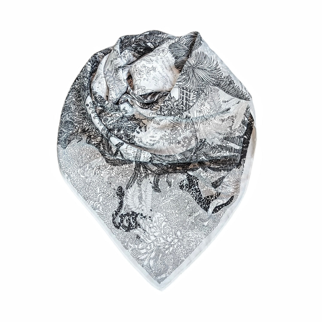 Noma Bomull/Viskose skjerf - Sort/Grå/Offwhite