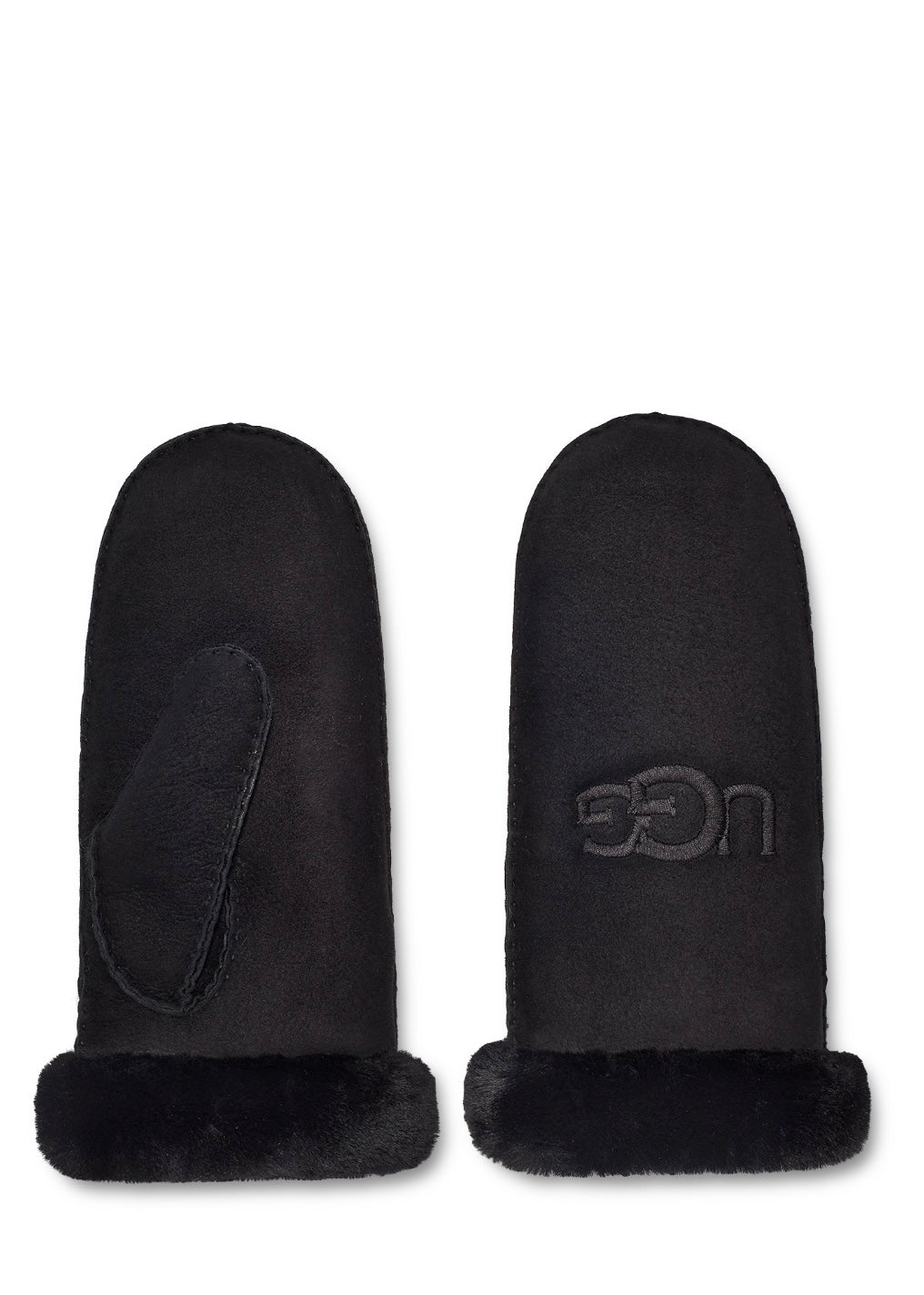 Sheepskin Embroidery mitten Black