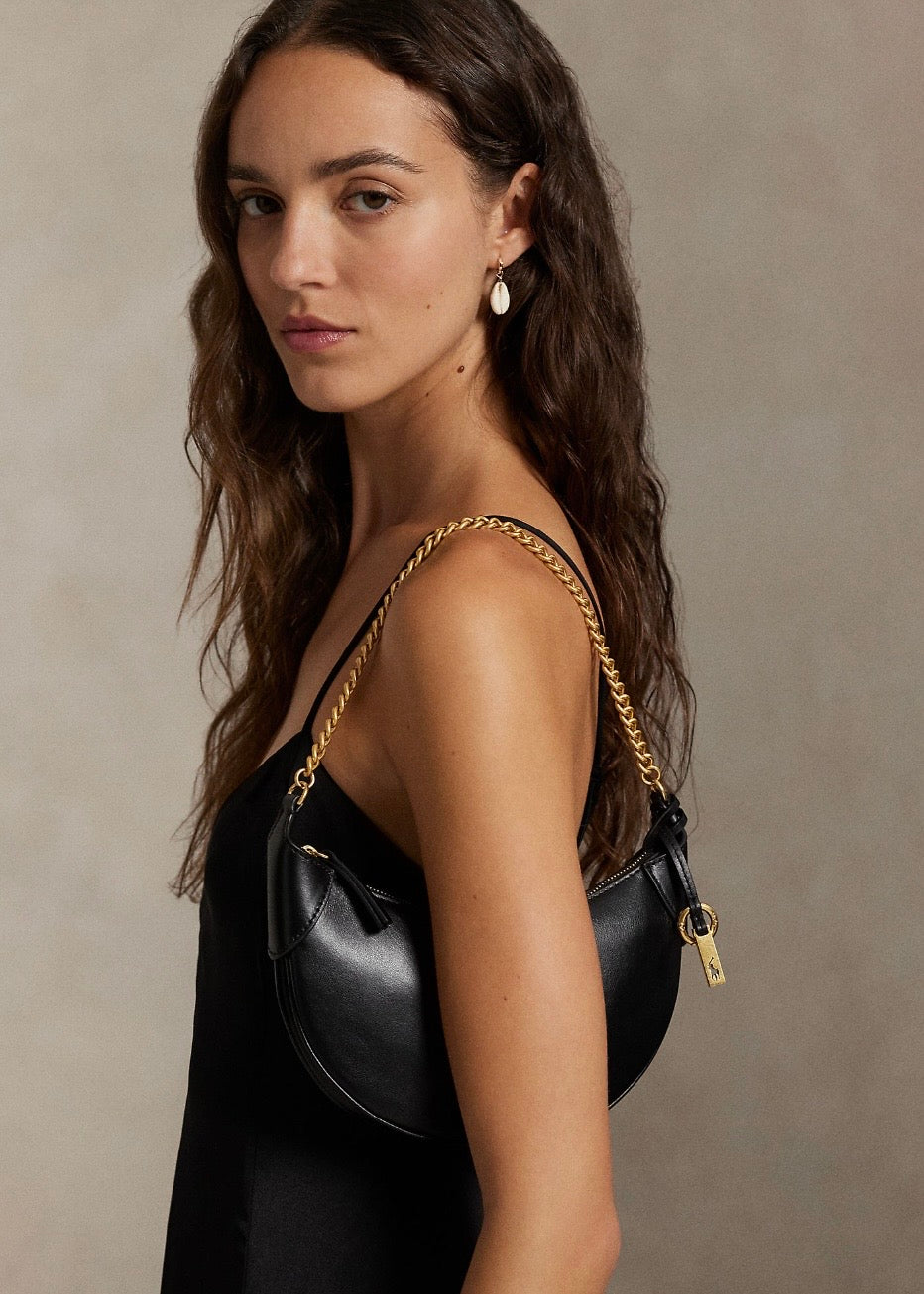 Polo ID Leather Mini Chain Bag Black