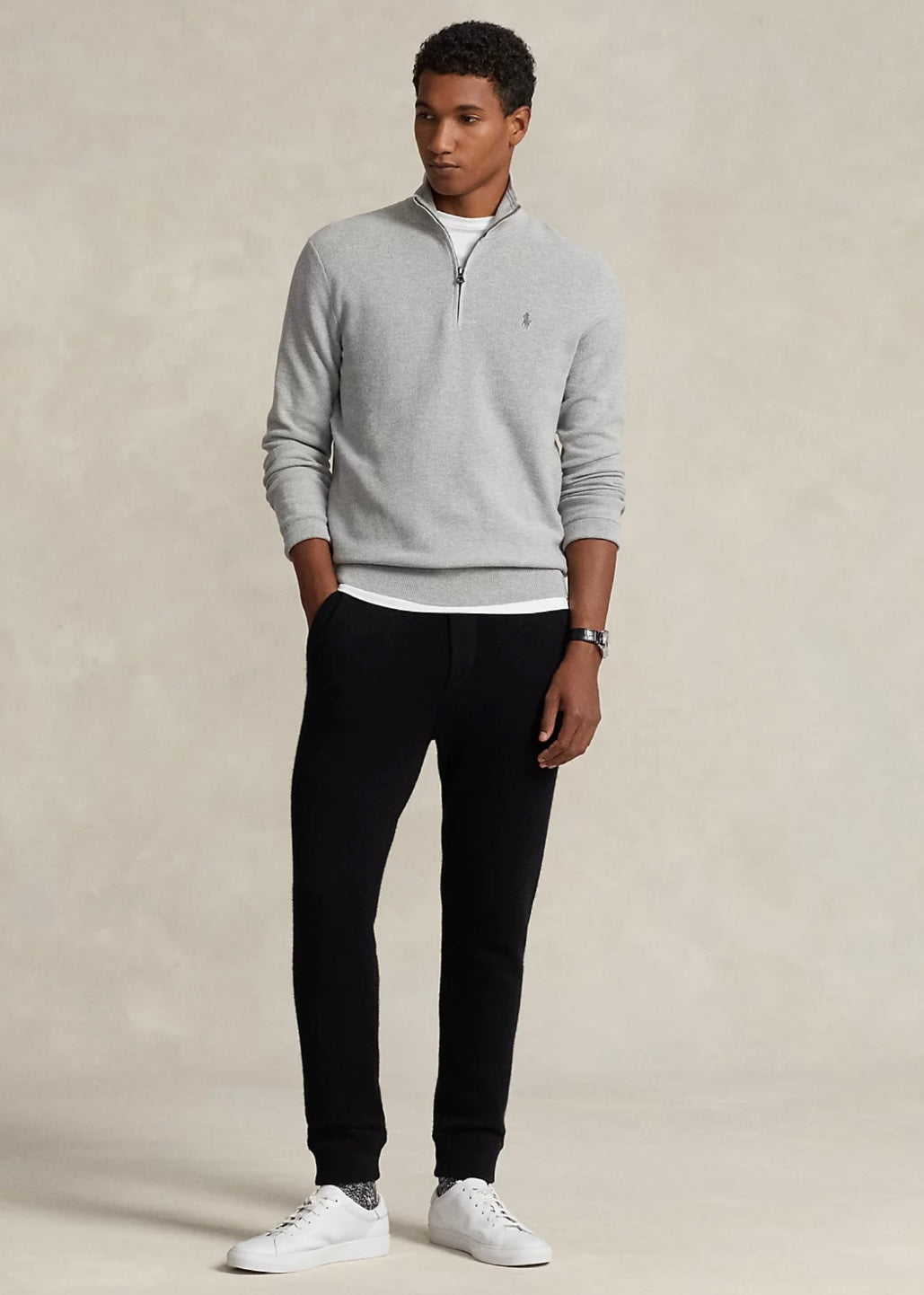 Mesh Knit Quarter Zip Andover Heather