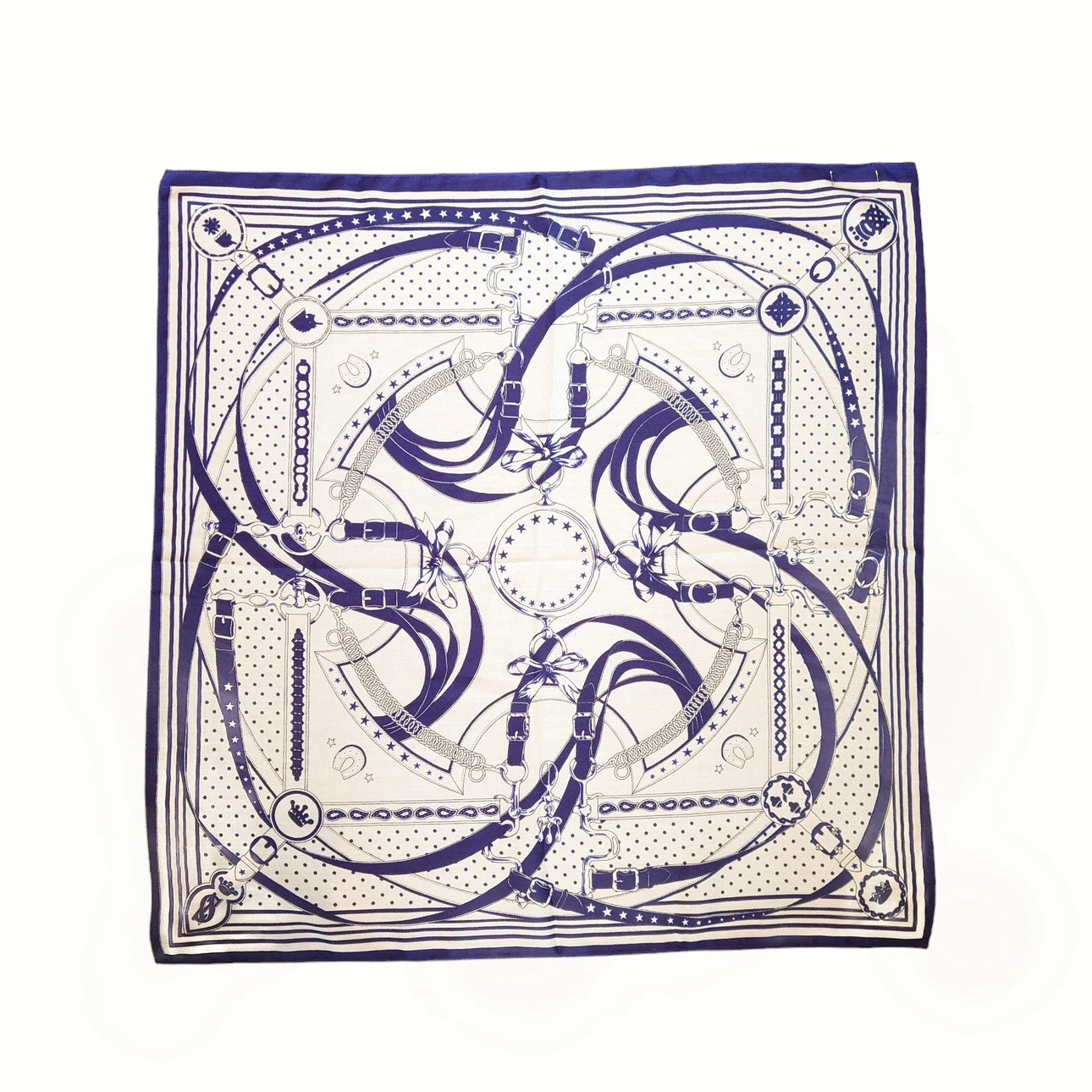 Noma Bomull/Viskose skjerf - Offwhite/Navy