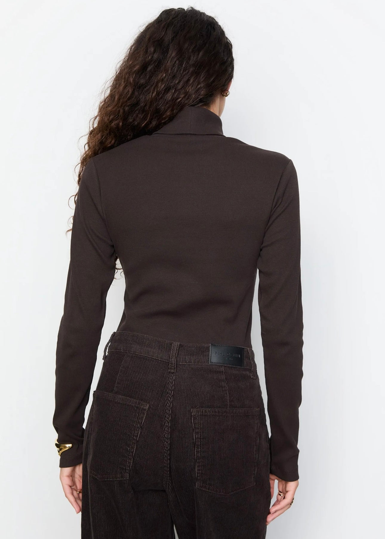 Petra Rib turtleneck Dark Brown