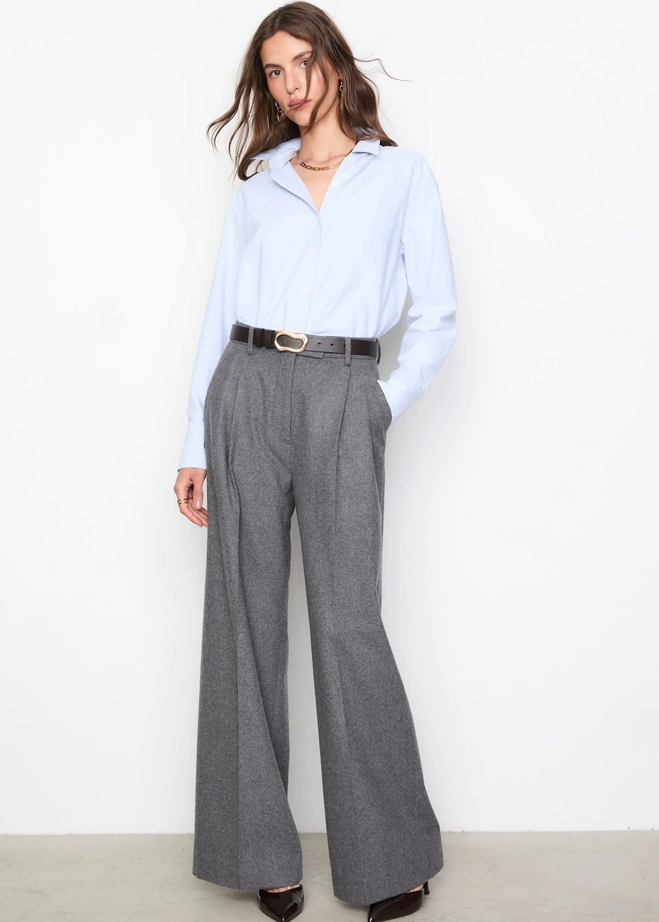 Ava Flannel trouser Grey Melange