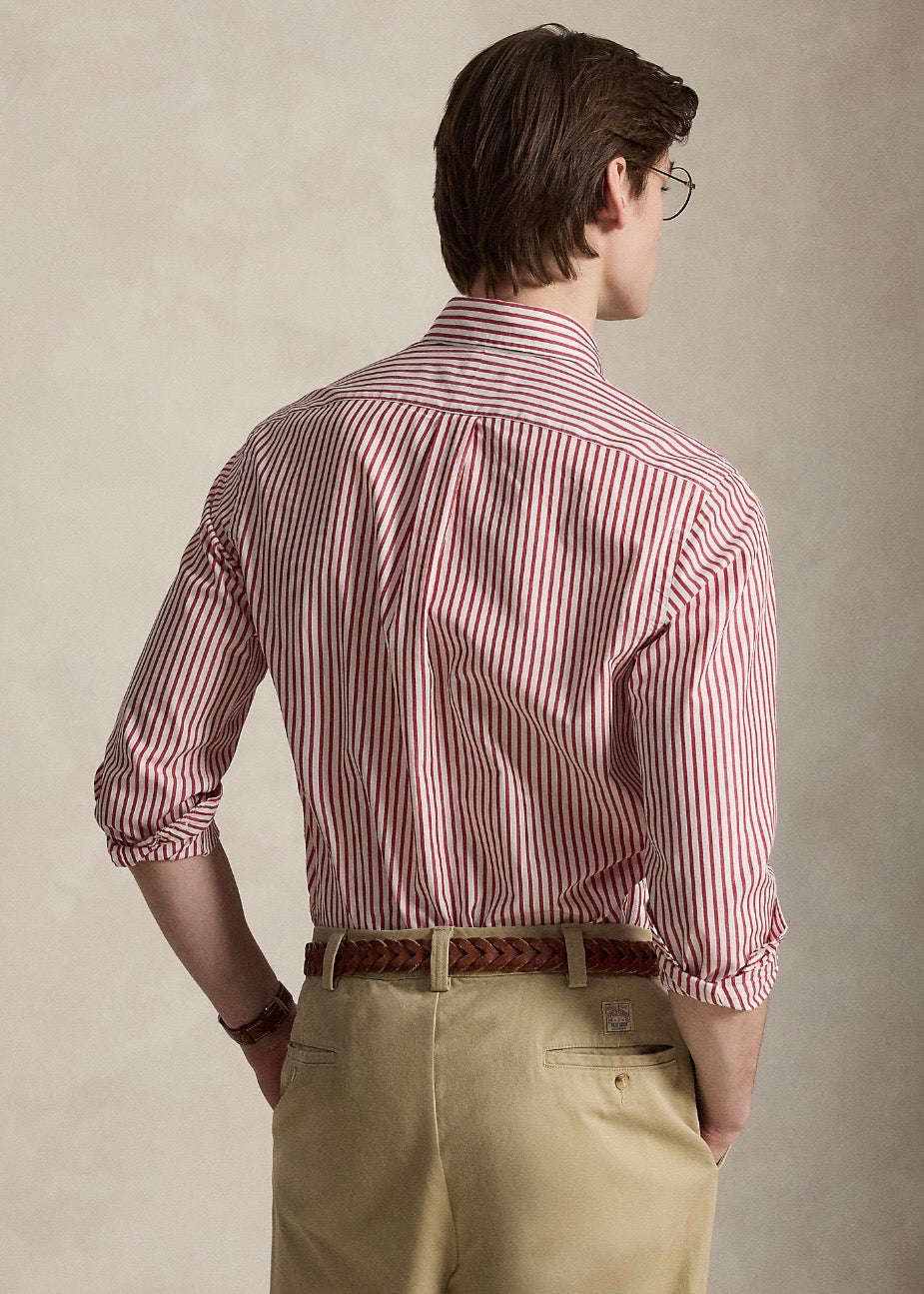 Custom Fit Striped Broadcloth Shirt White/Red