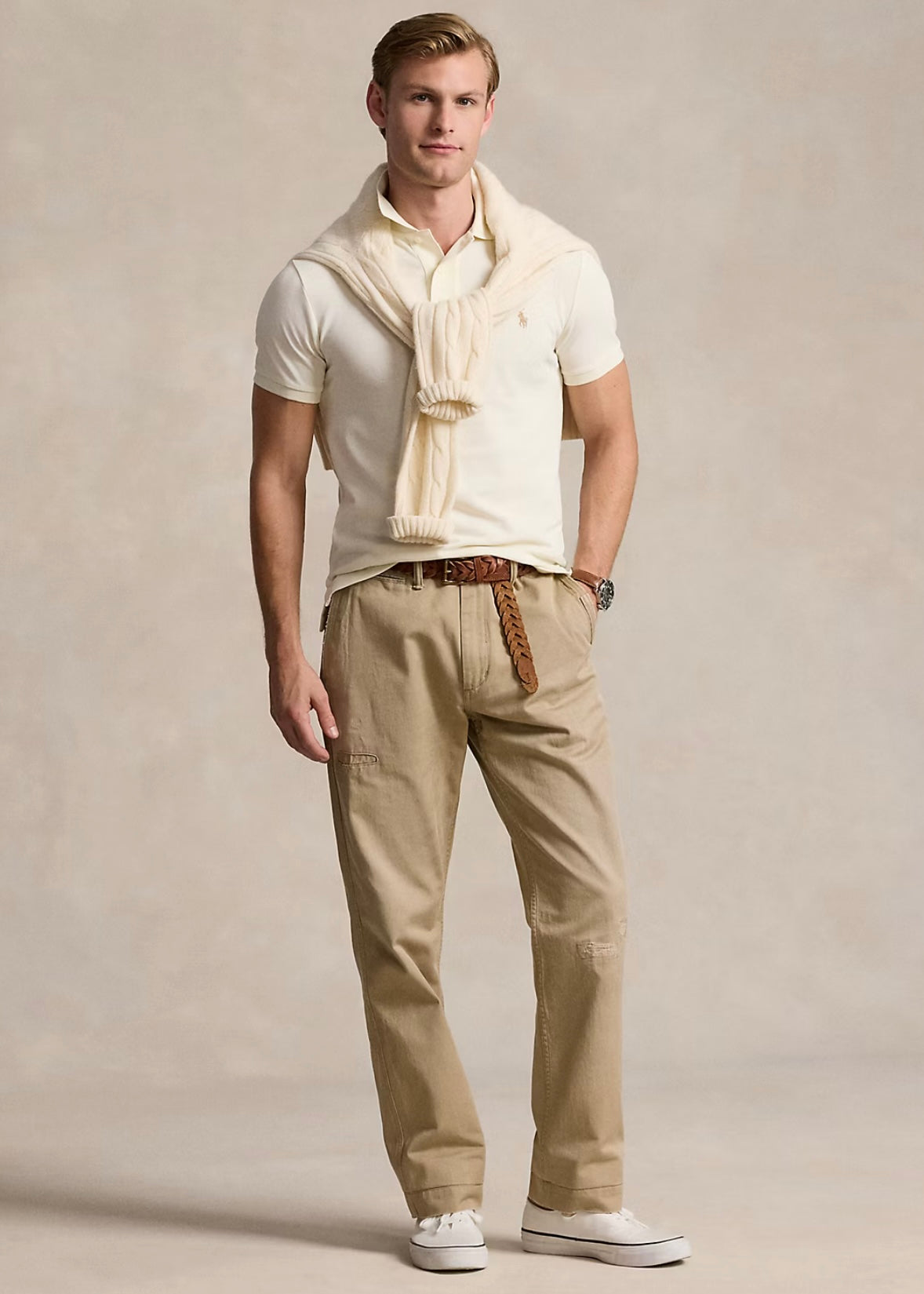 Mesh Polo Shirt Parchment Cream