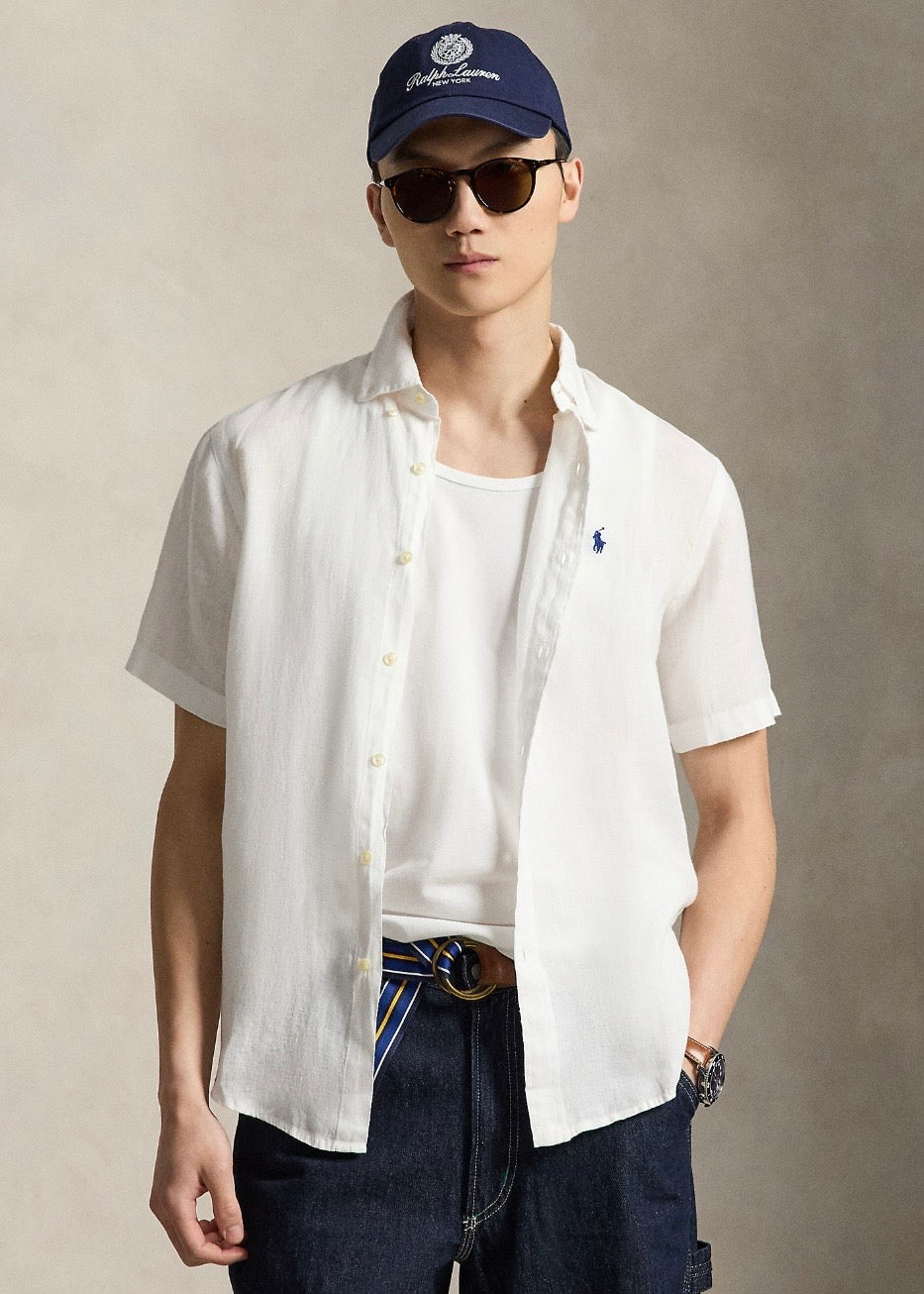 Custom Fit Linen Shirt White