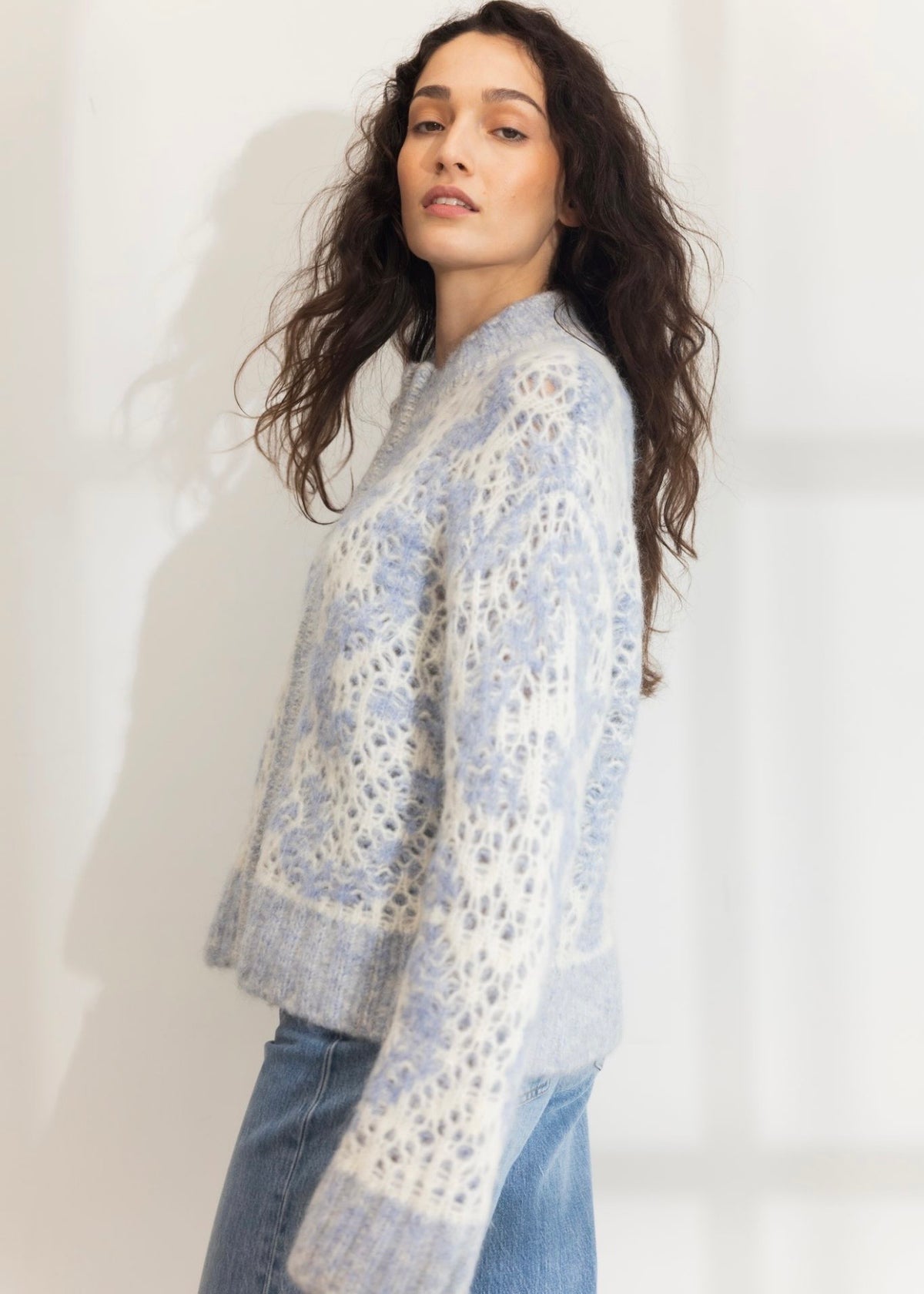 Briana Zip Knit Light Blue