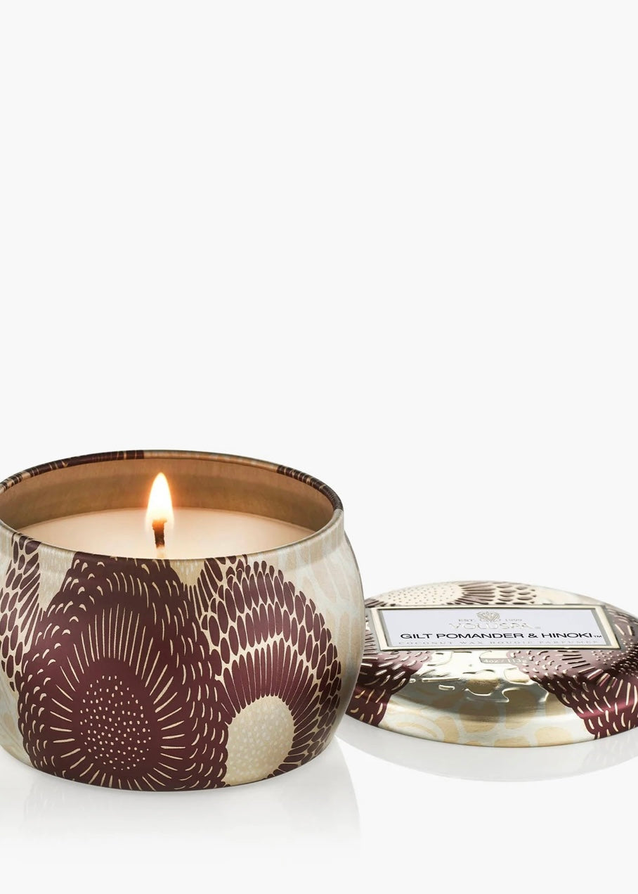 Mini Tin Gilt Pomander & Hinoki