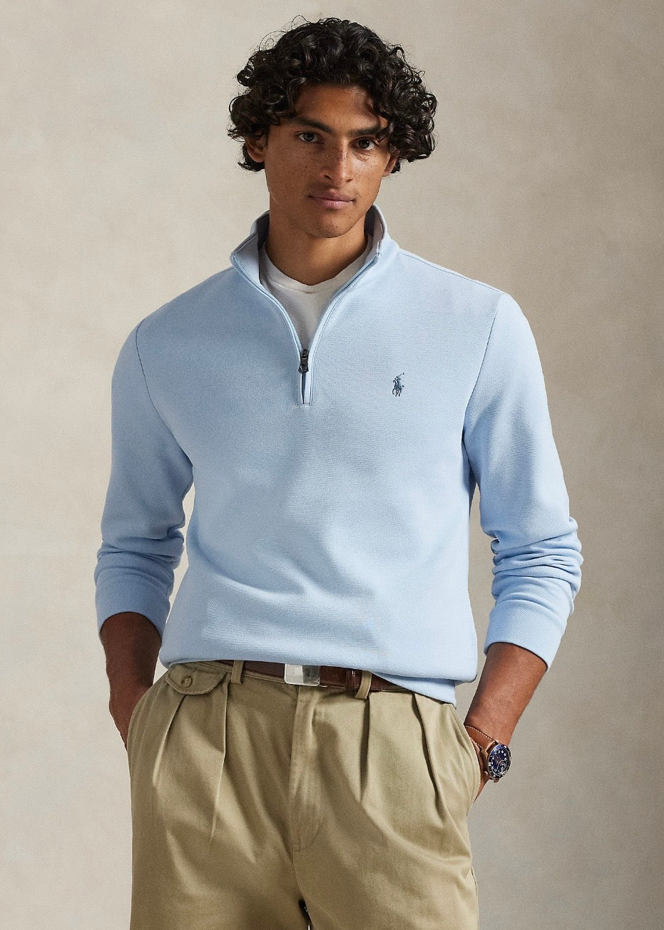 Double Knit Mockneck Southport Blue