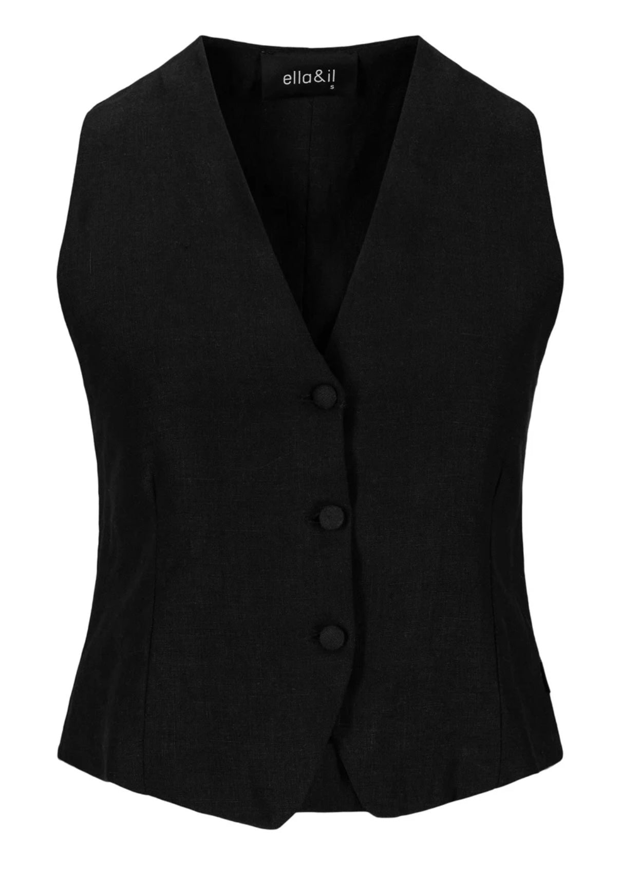 Ella&il Johanne Linen vest - Black