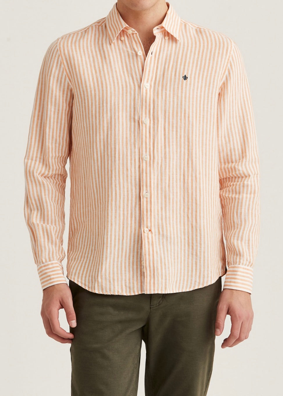 Morris Douglas Linen Stripe shirt - Orange