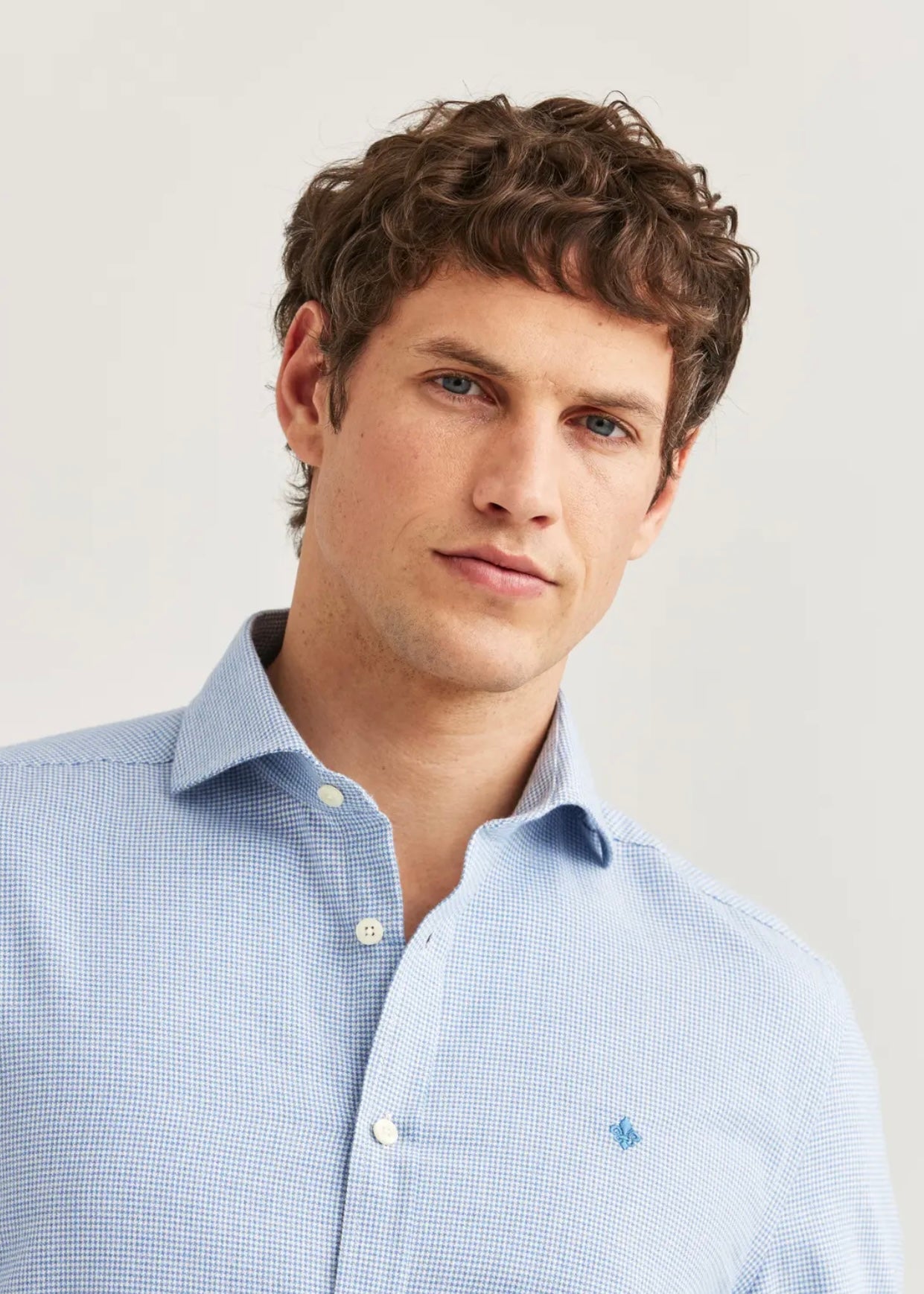 Soft Twill Dogtooth shirt Blue