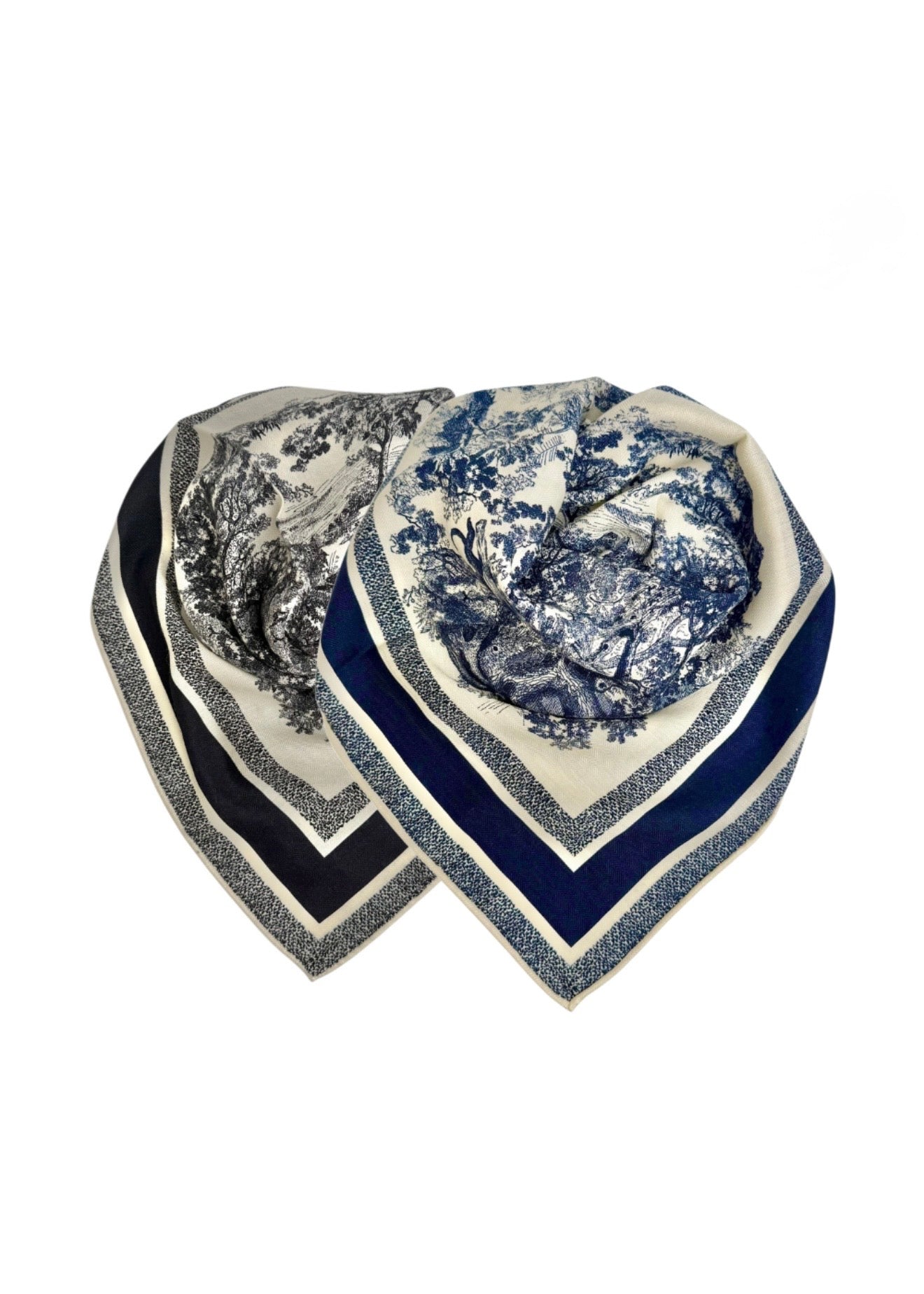 Wool-Silk Scarf Black/Navy