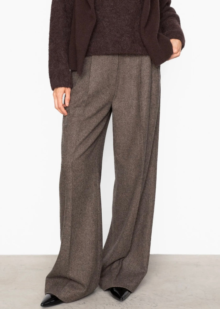 Ava Herringbone trouser Brown