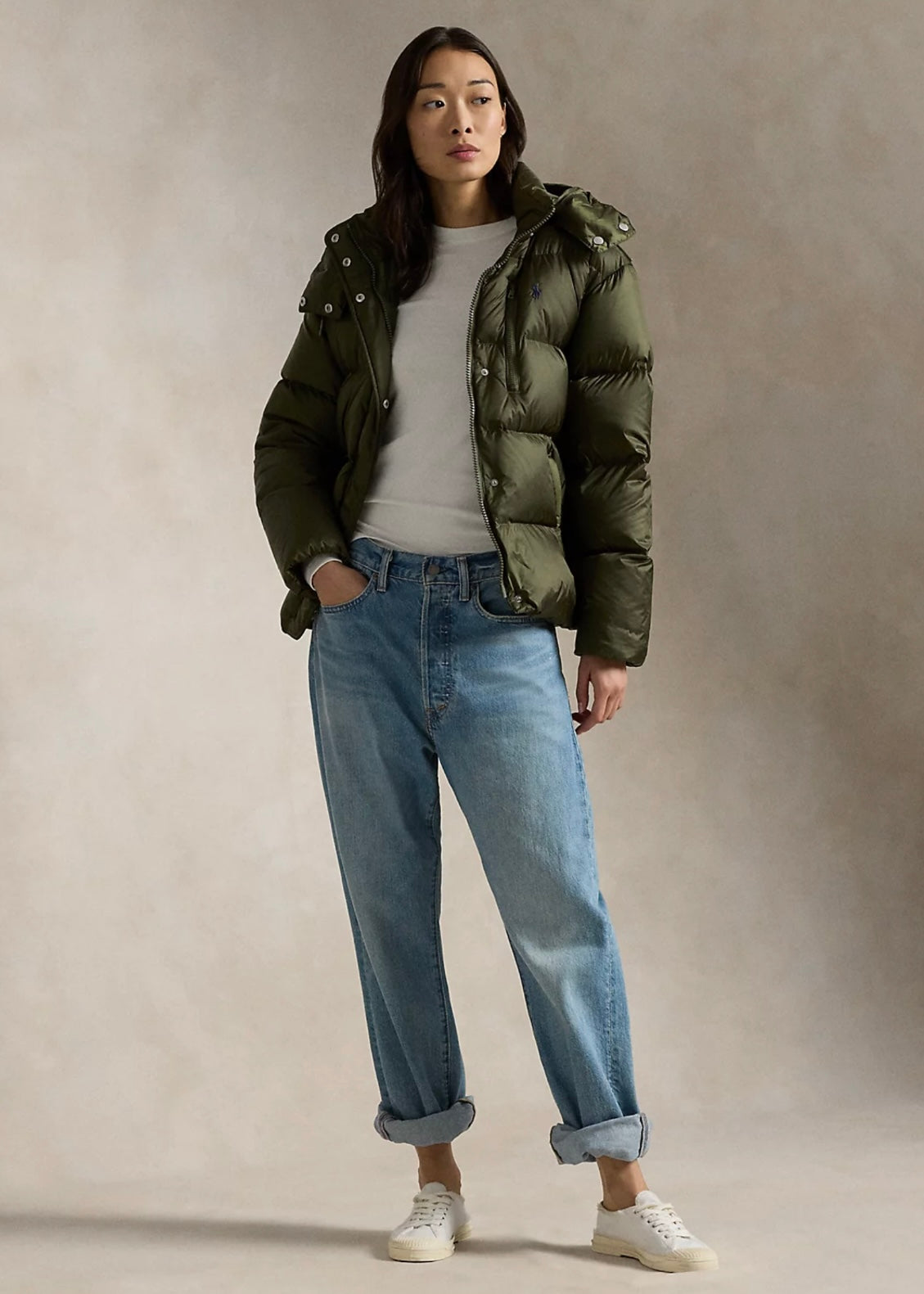 Quilted Down jacket New Olive