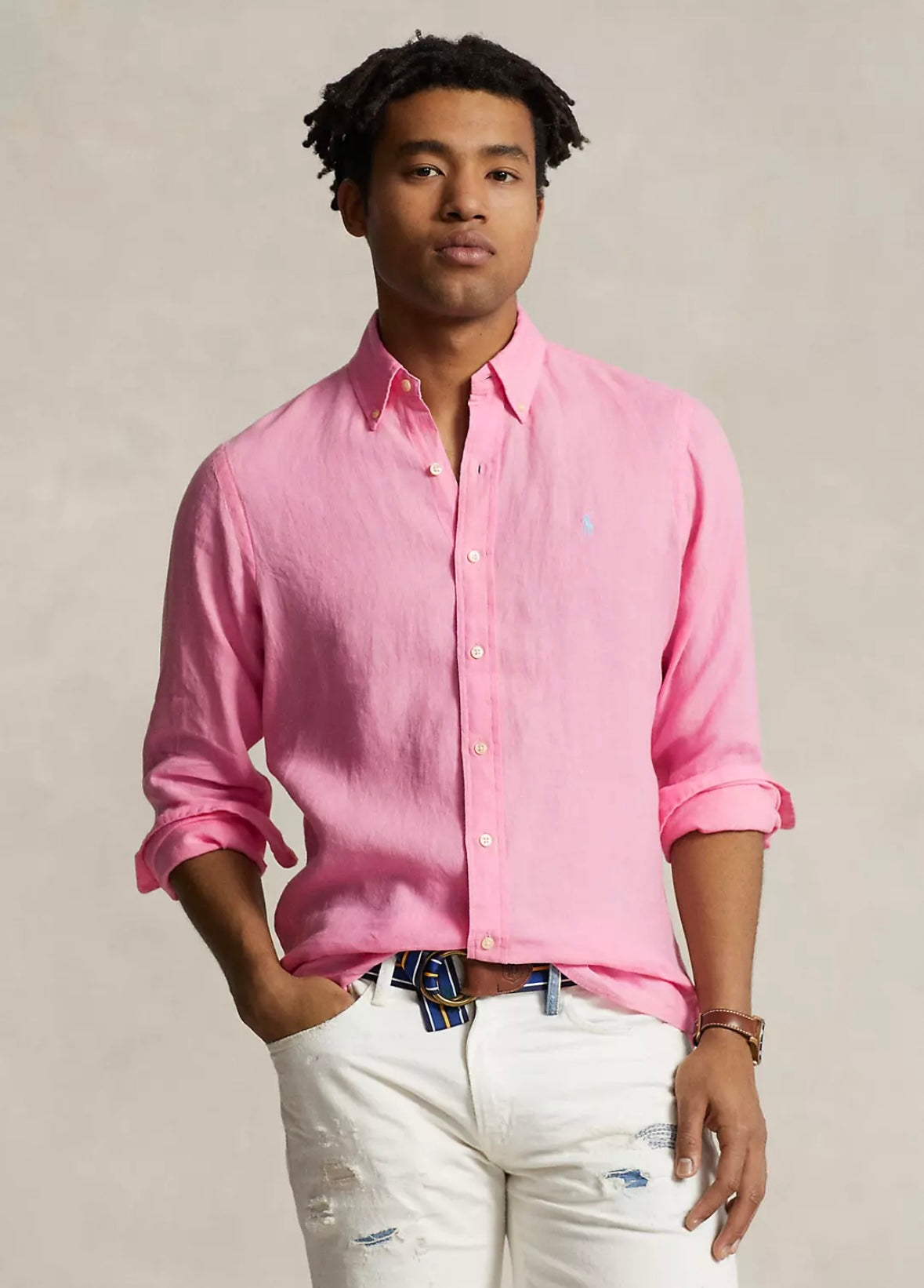Custom Fit Linen Shirt Florida Pink