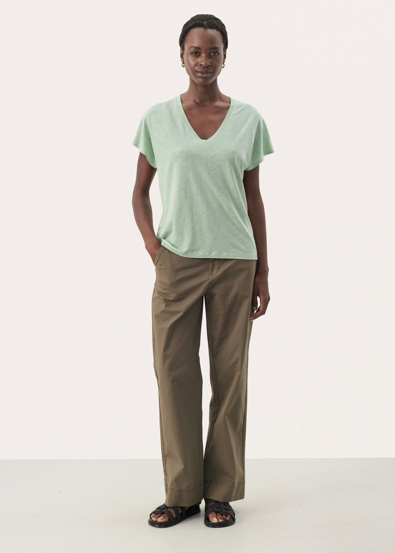 Part Two Axelines t-shirt - Cameo Green
