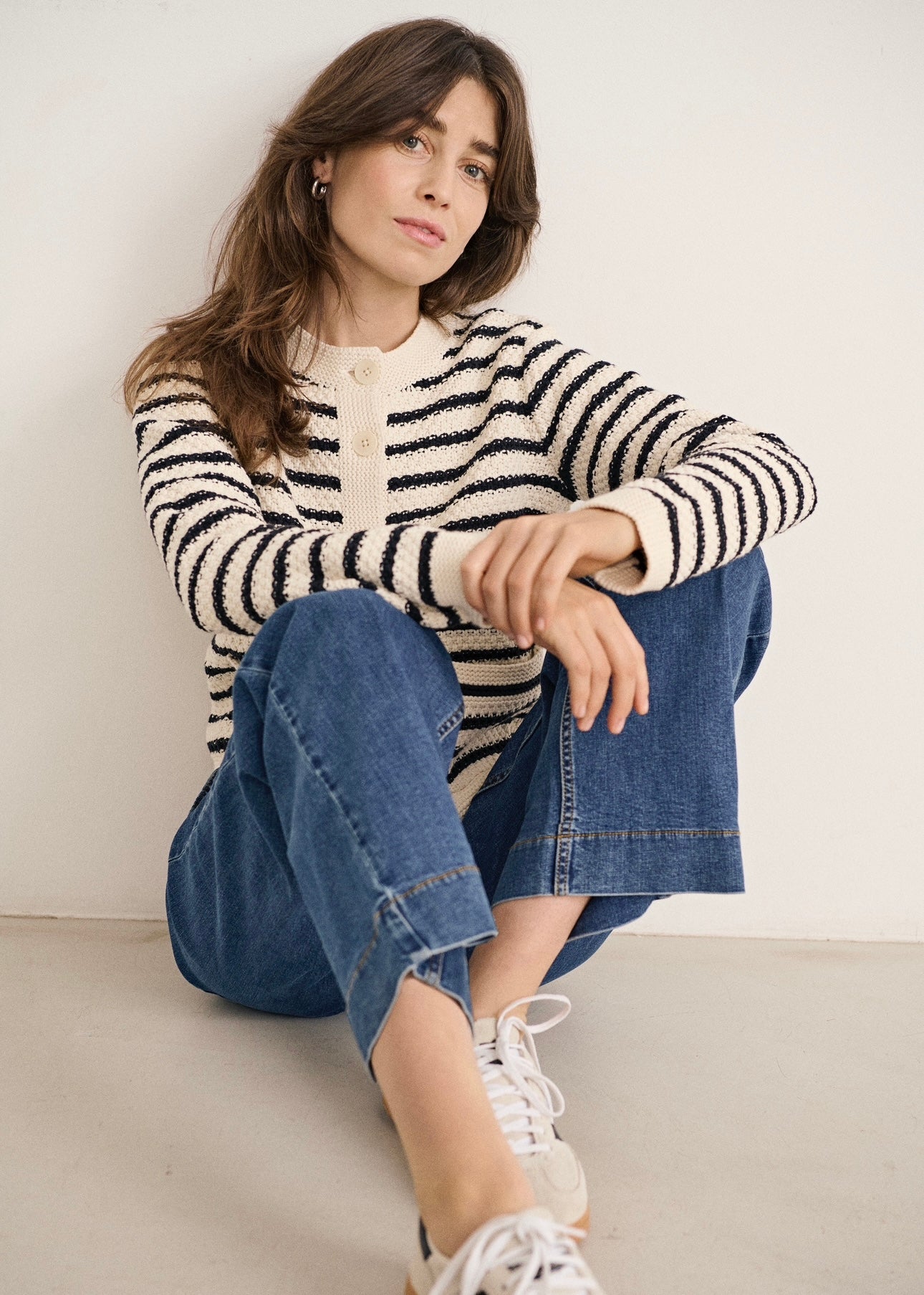 Part Two Elmie cardigan - Dark Navy Stripe
