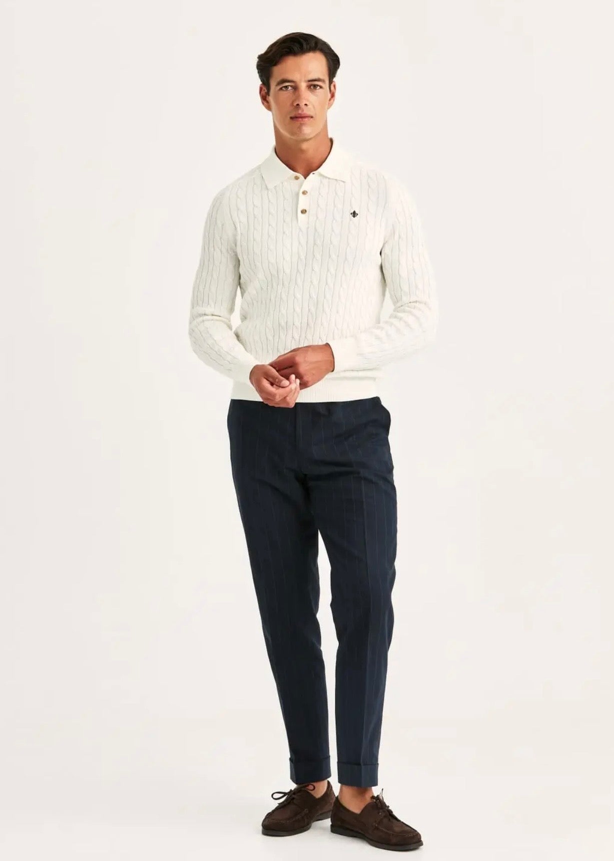 Lancaster Cable Polo Offwhite