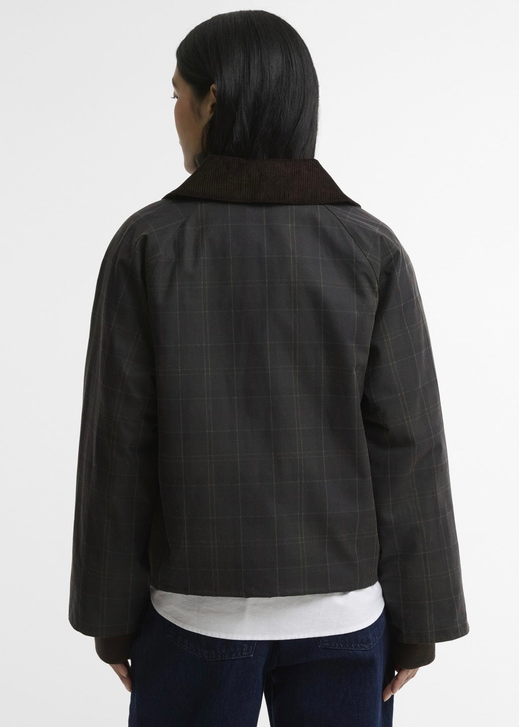 Arlene Checked Wax Jacket Olive