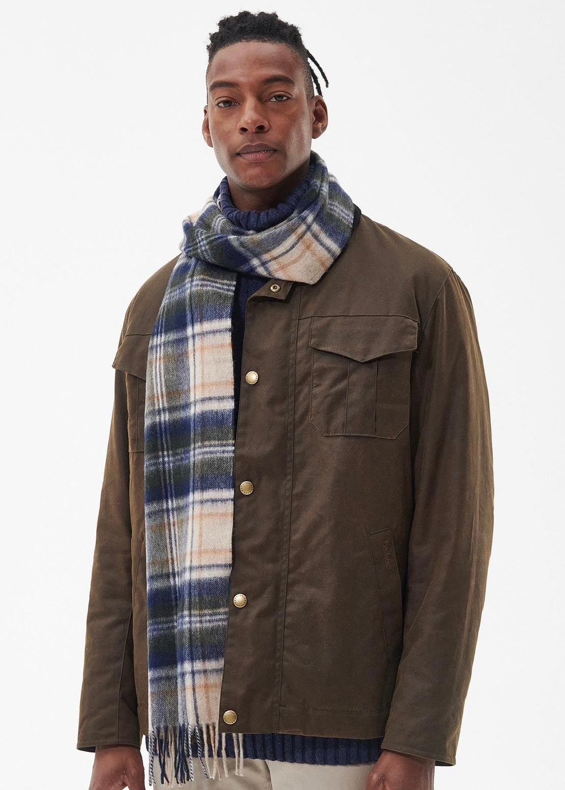 Barbour New Check Tartan scarf - Sand Beige Plaid