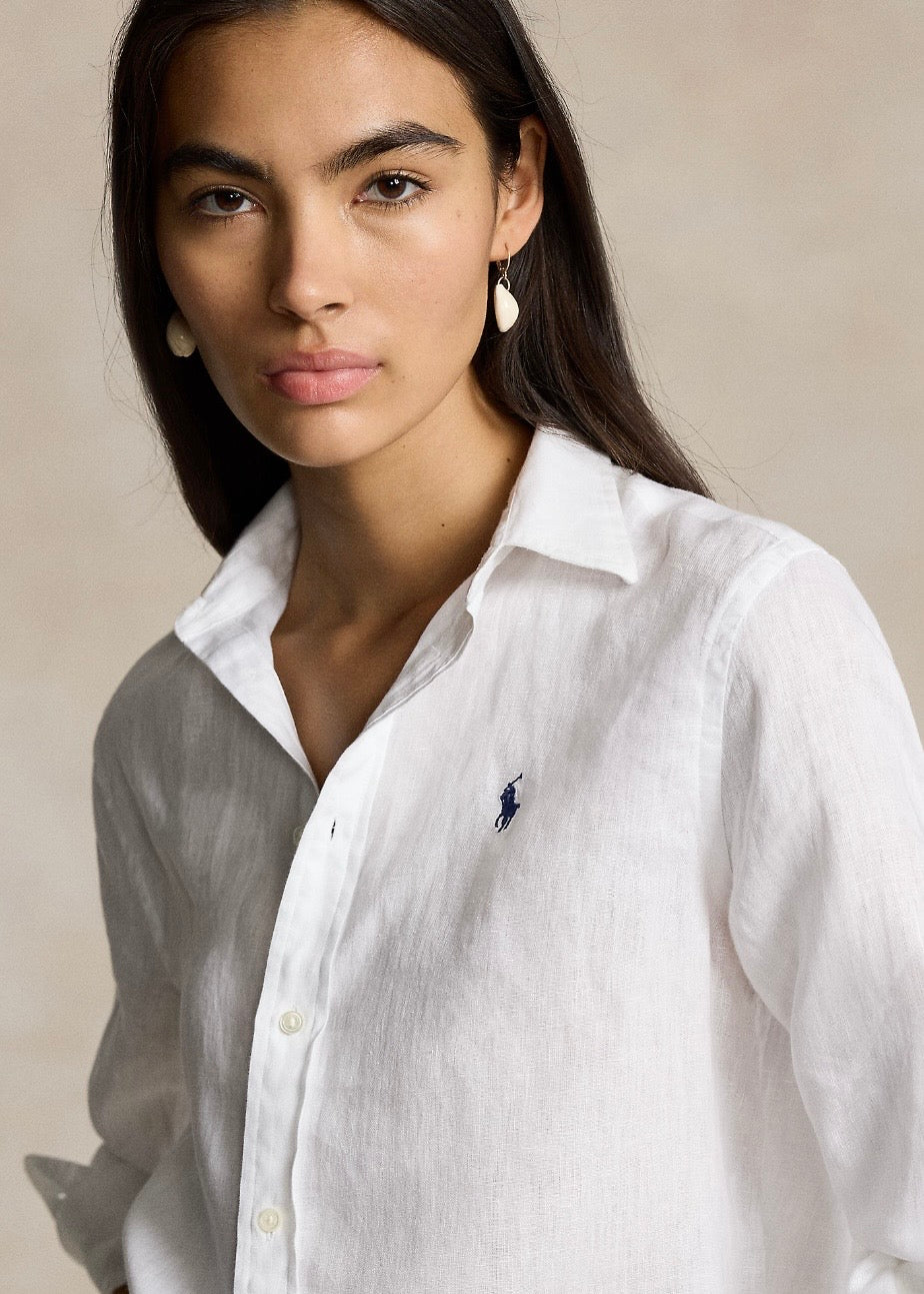 Classic Fit Linen Shirt White
