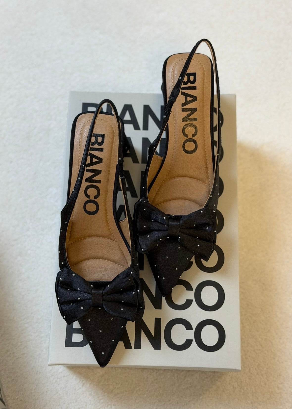BIAMaralyn Slingback Bow Rhinestone Satin Black