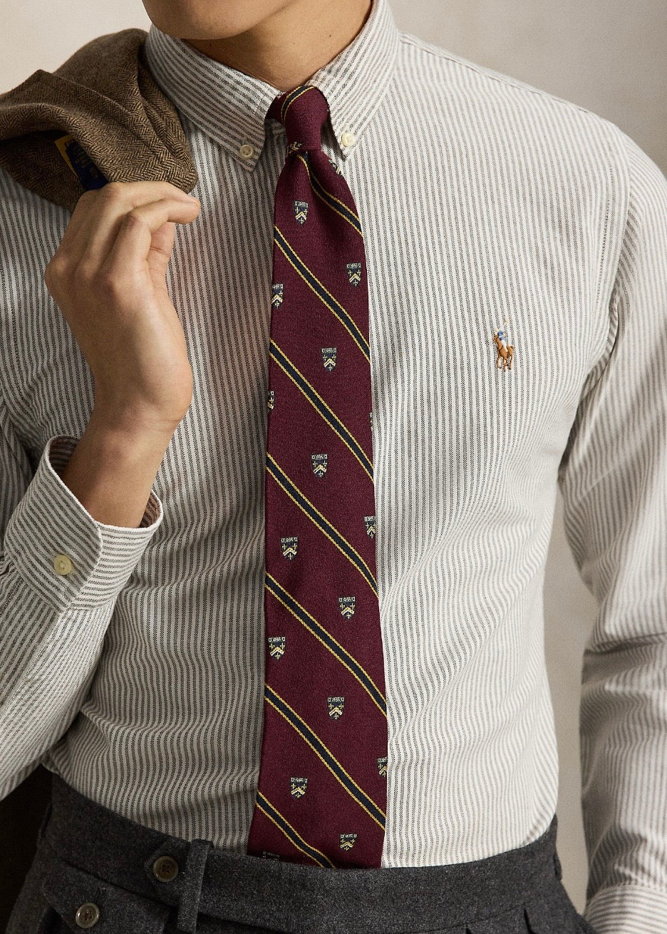 Custom Fit Striped Oxford Shirt Nutmeg Brown