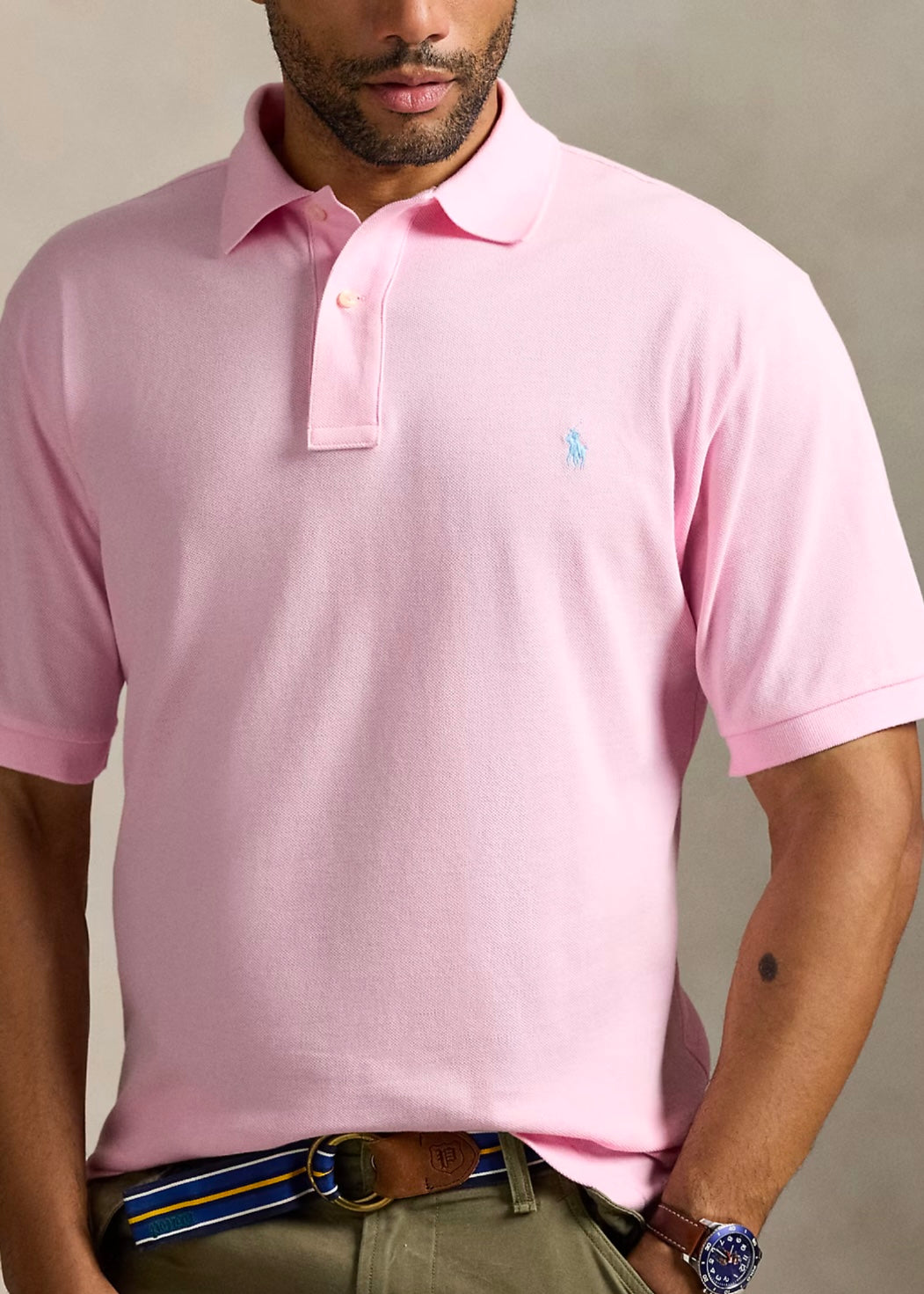 Mesh Polo Shirt Bath Pink