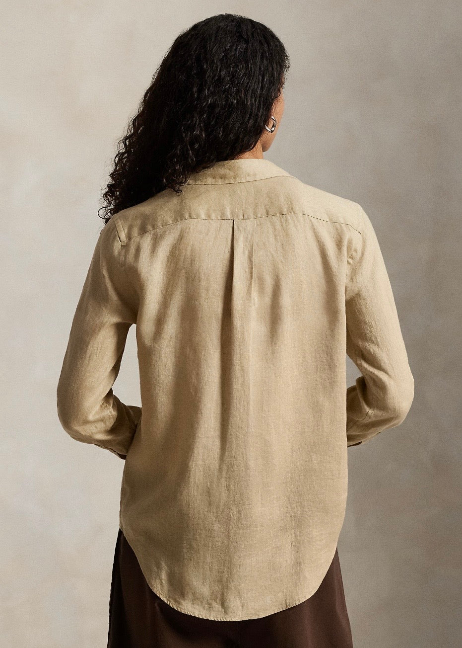 Classic Fit Linen Shirt Coastal Beige