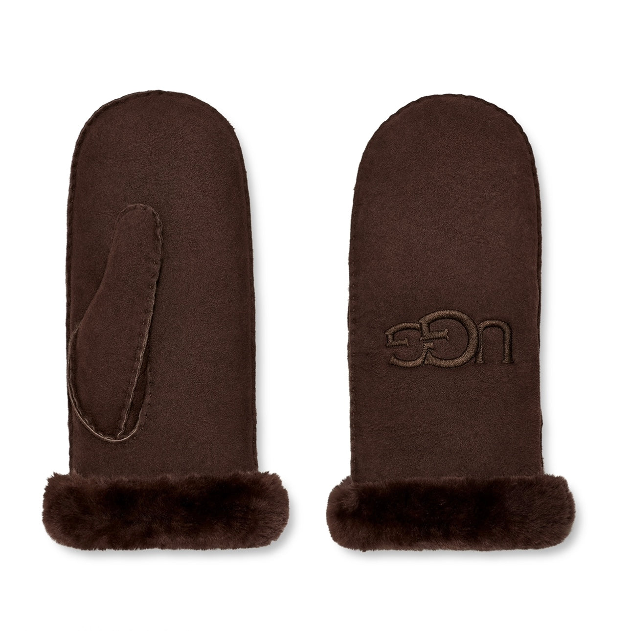 Sheepskin Embroidery mitten Burnt Cedar