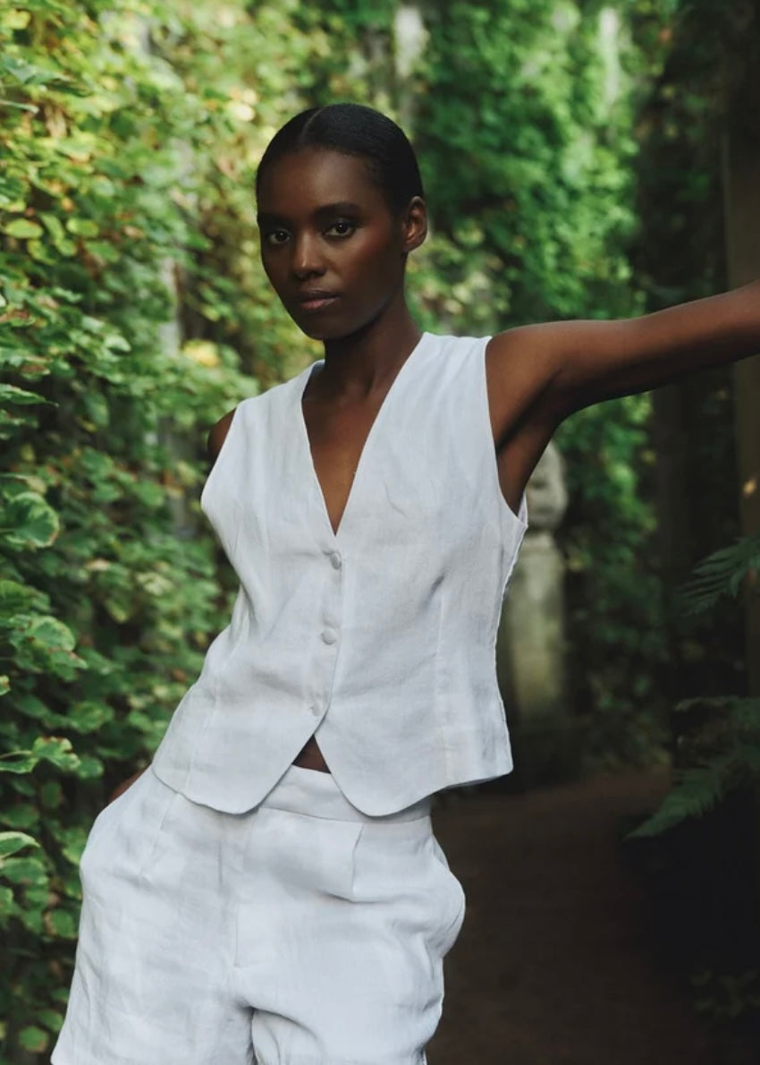 Ella&il Johanne Linen vest - White